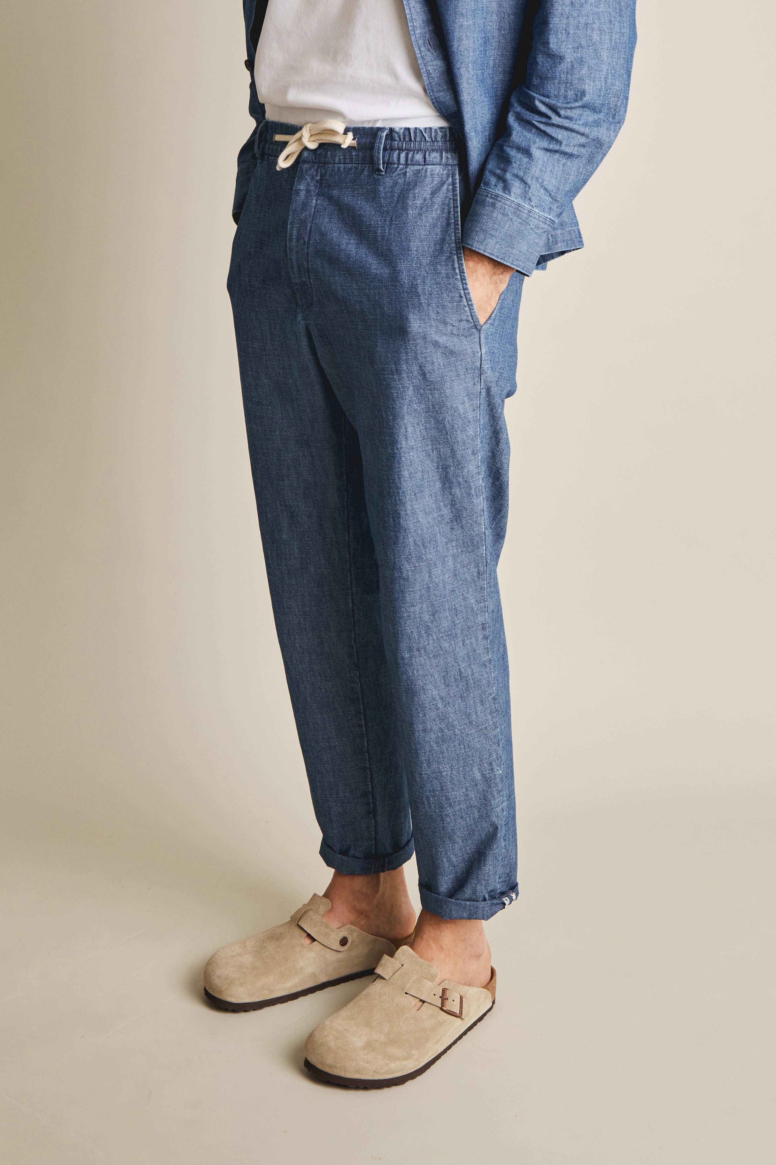 le-pantalon-jogpant-chambray-bleu-pantalon-homme-coton image 5