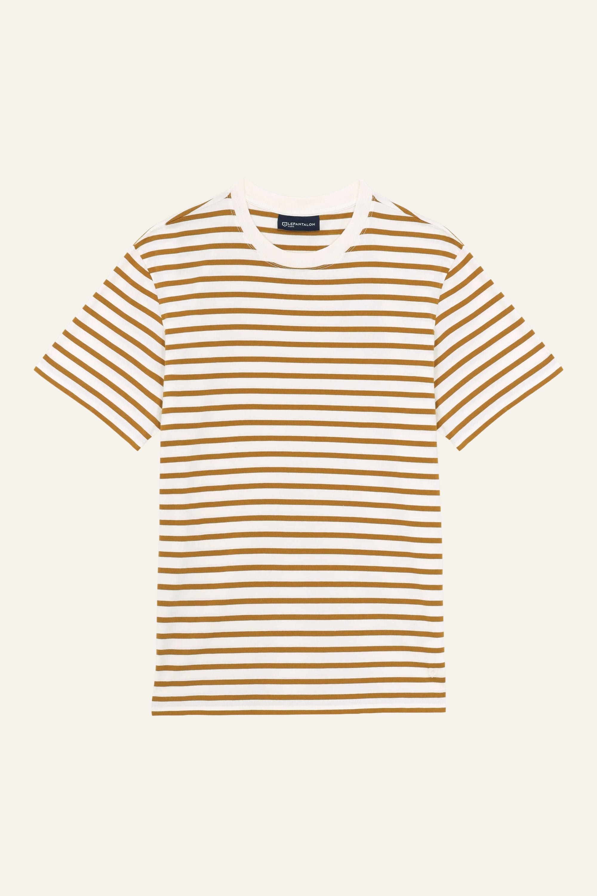le-pantalon-t-shirts-homme-fm-lptm-2-tee-shirt-marini-re-camel image 1