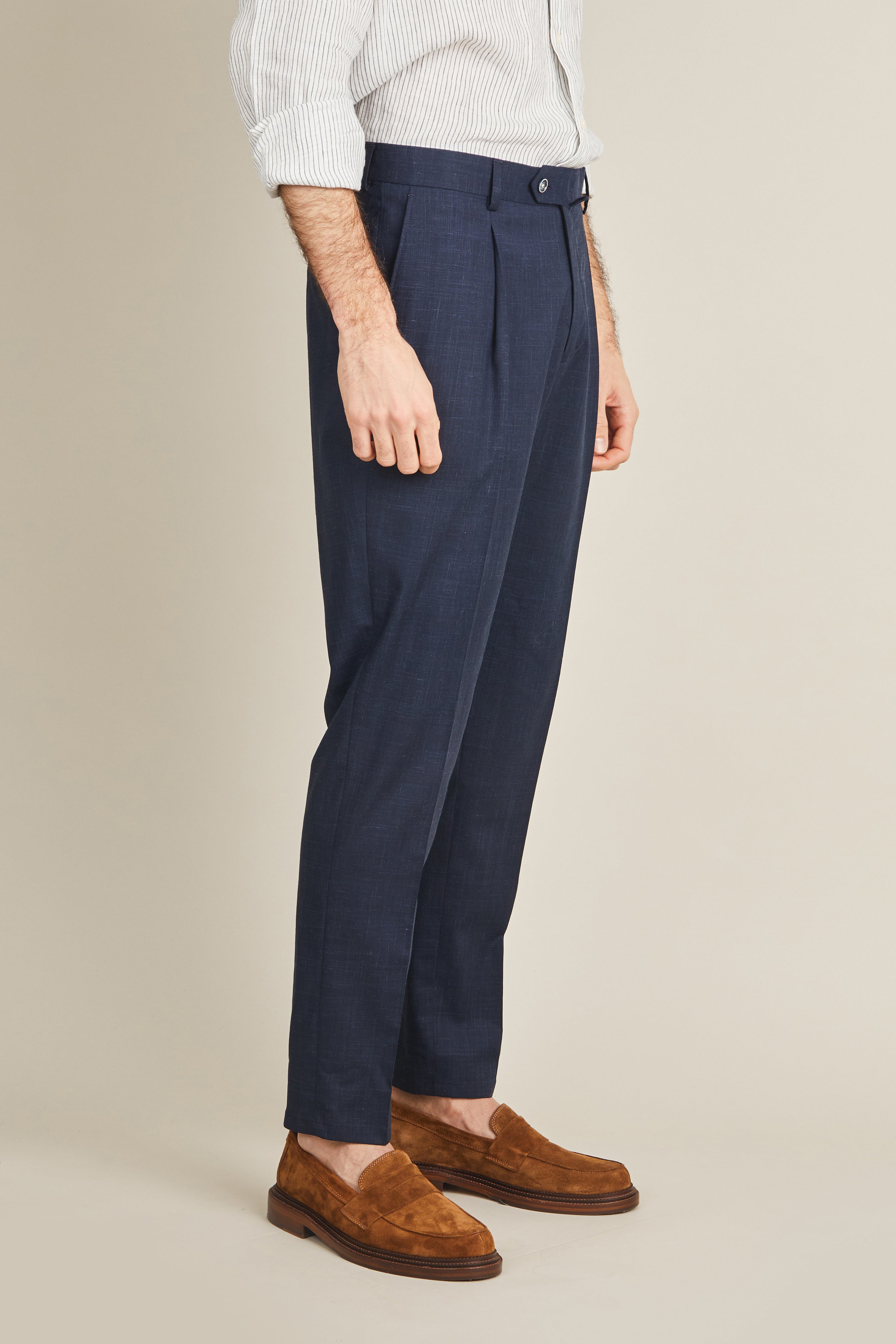 le-pantalon-pantalon-pinces-bleu-marine-pantalon-homme-lin image 7