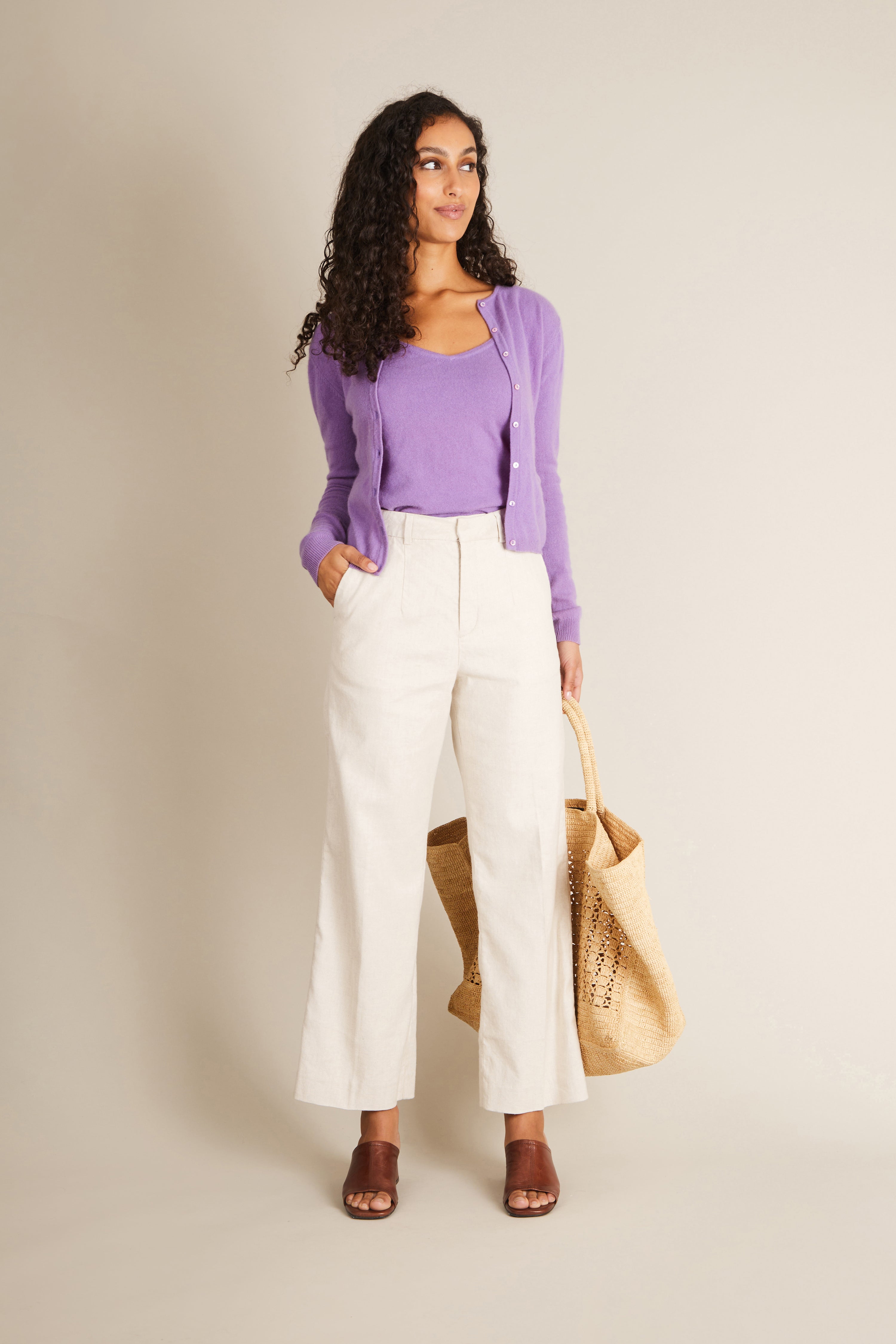 le-pantalon-flare-pantalon-femme-cru-coton-lin image 2