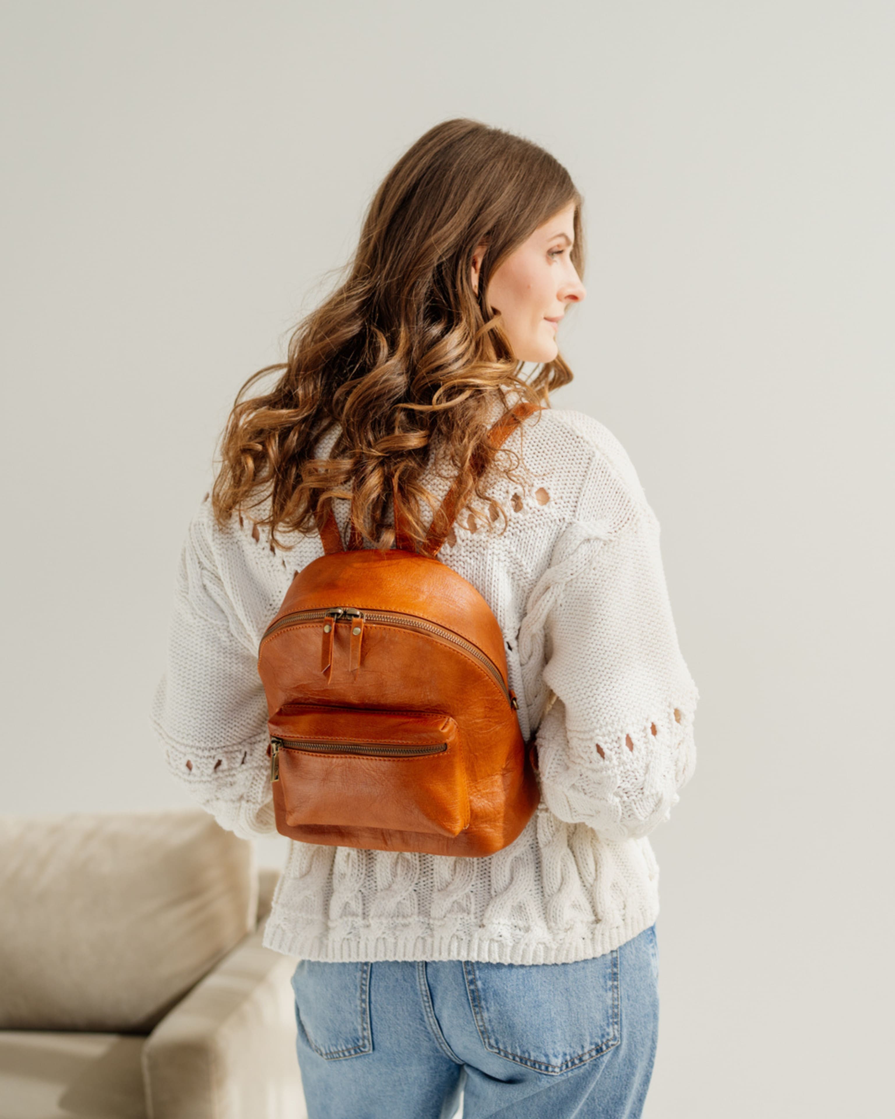 berliner-bags-kelly-sac-dos-cuir-marron-vintage image 2