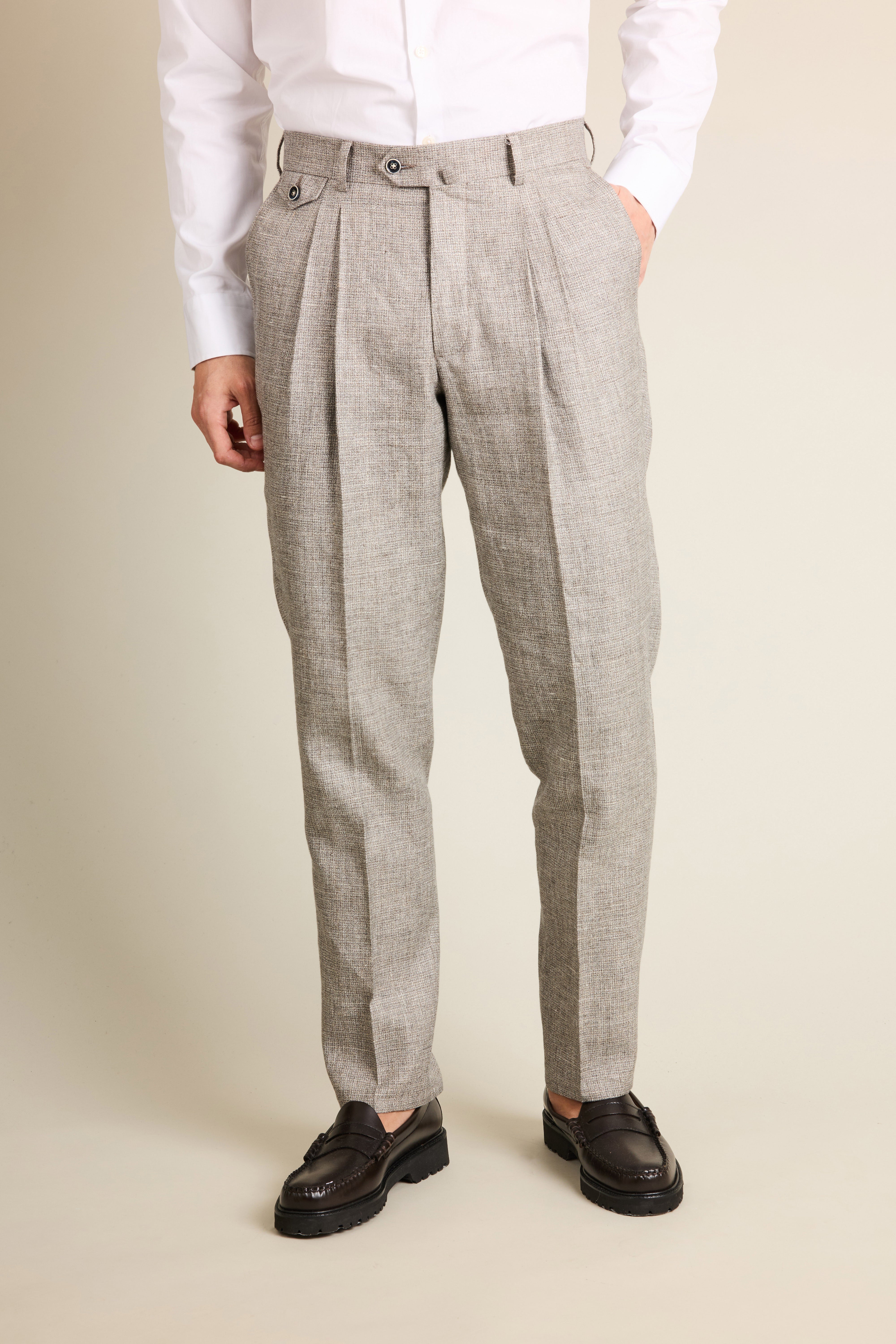 le-pantalon-double-pinces-pied-de-puce-pantalon-lin-t image 1