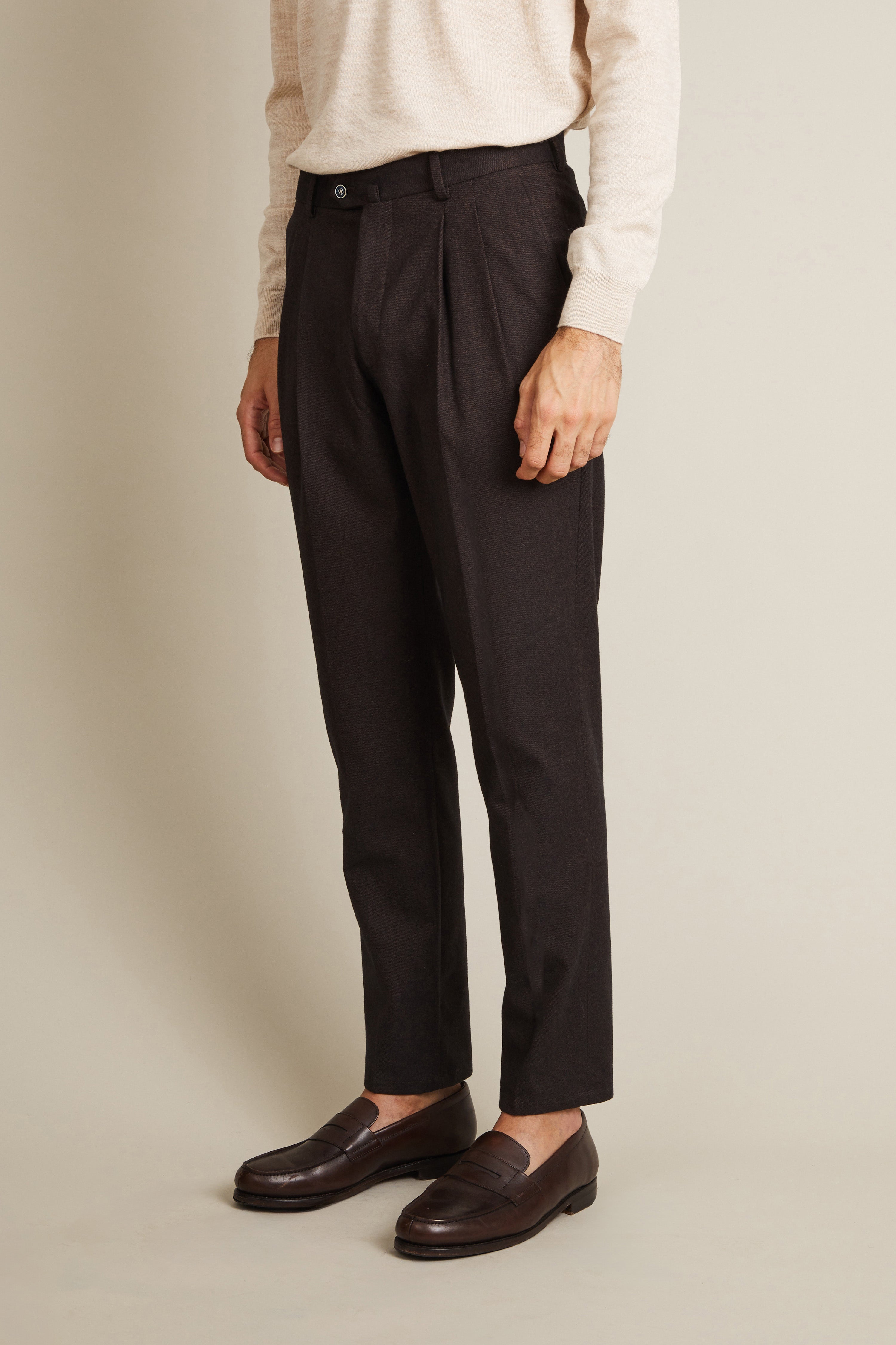 le-pantalon-double-pinces-fm-lpdp-2-pantalon-marron-whipcord image 4