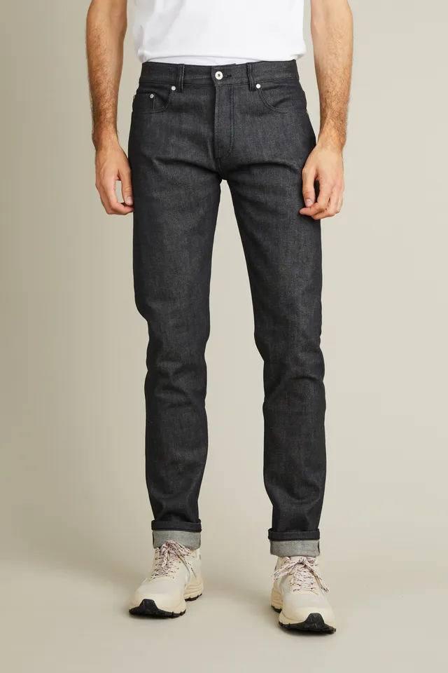 le-pantalon-jean-selvedge-noir-denim-homme-semi-slim-14-oz image 1