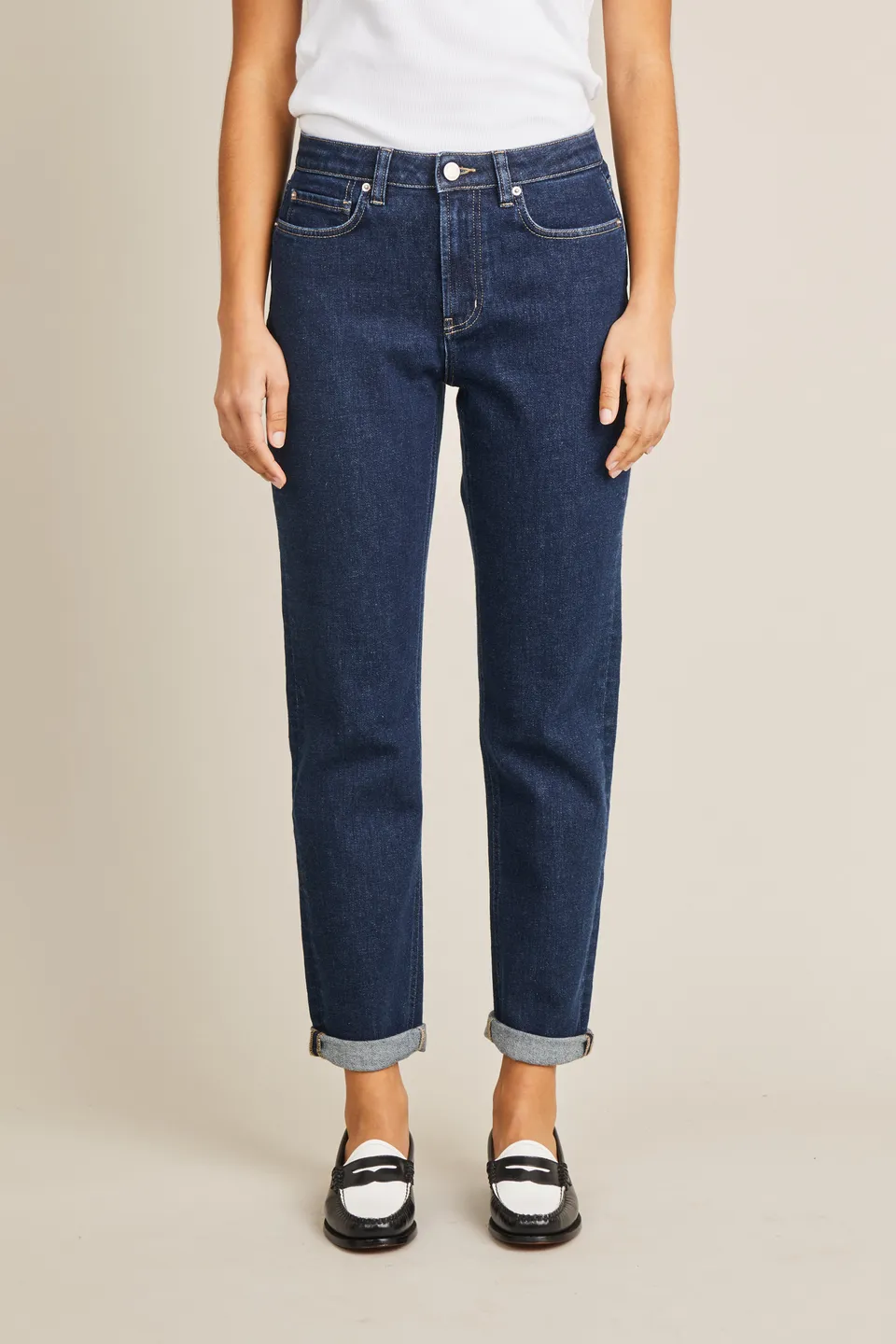 le-pantalon-jeans-femme-jean-girlfriend-bleu-coton-recycl image 1