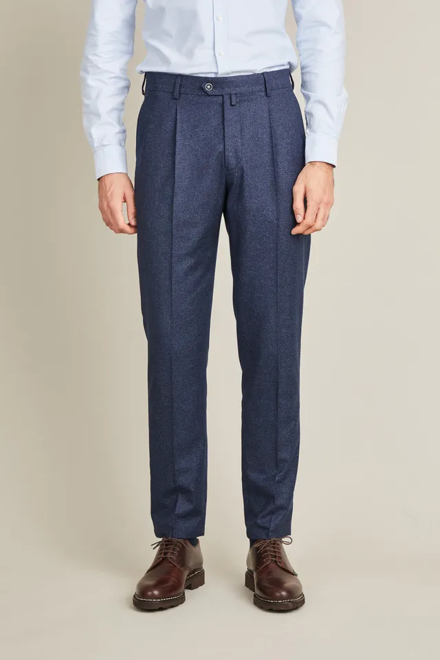 le-pantalon-flanelle-pantalon-pinces-bleu-marine-laine image 1