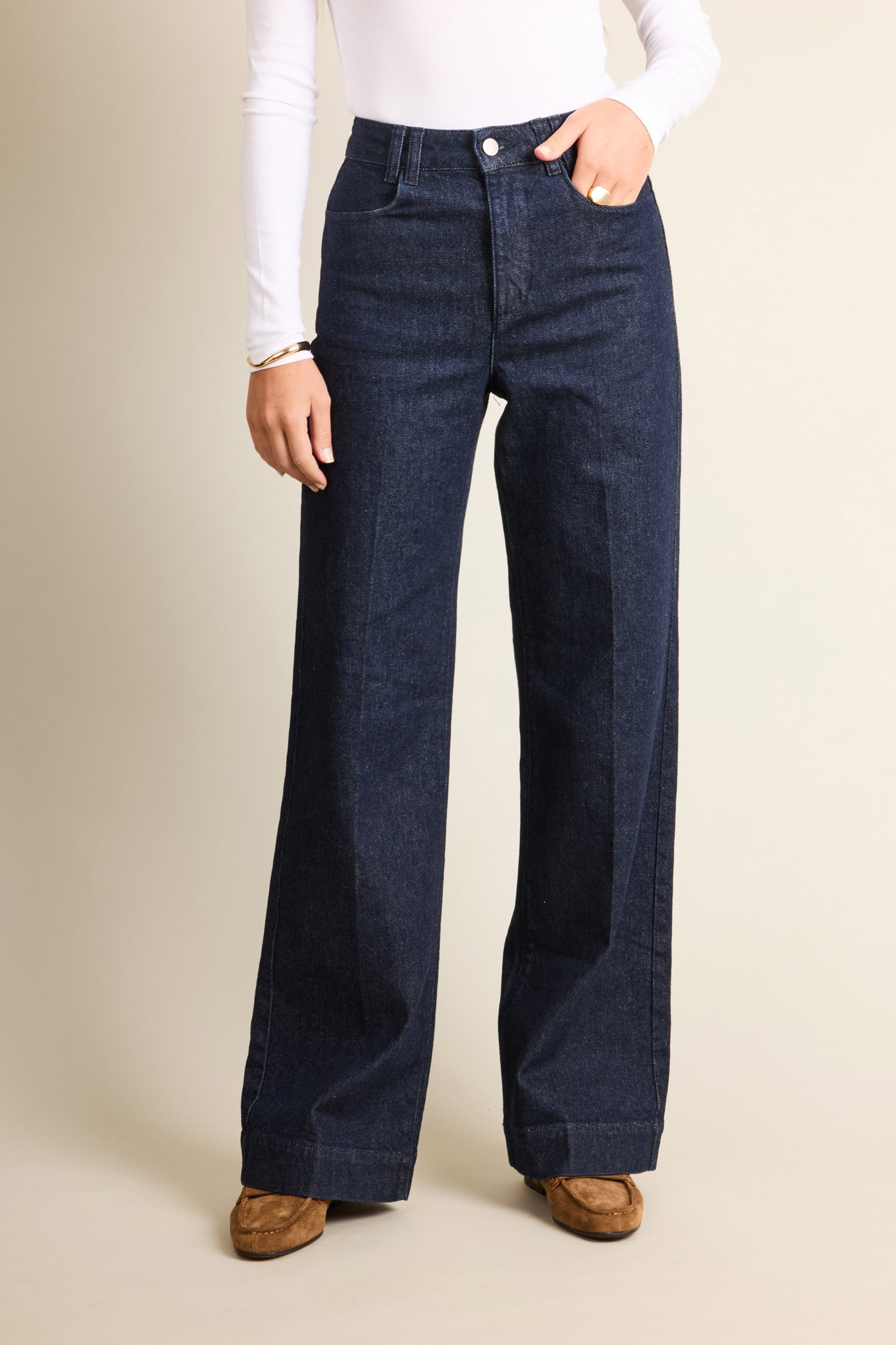 le-pantalon-jeans-femme-jean-wideleg-brut-taille-haute-coton image 1