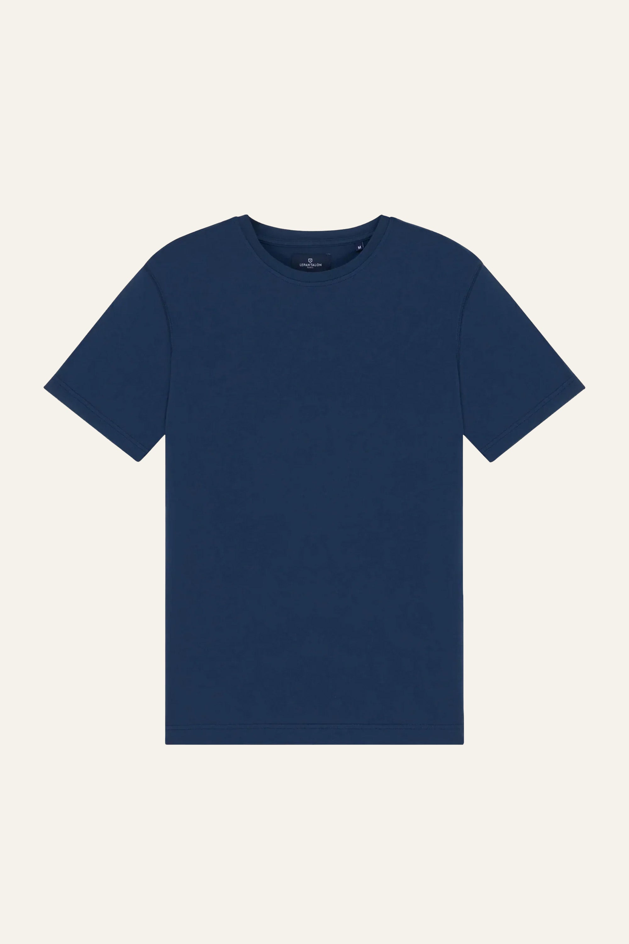 le-pantalon-t-shirt-coton-lin-indigo-tee-shirt-homme-col-rond image 1