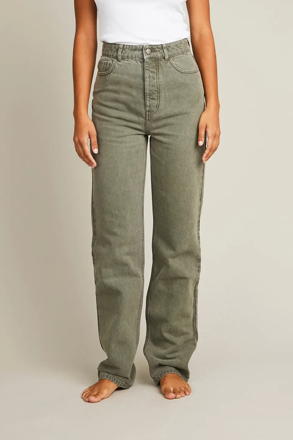 le-pantalon-jeans-homme-jean-regular-vert-coton image 1