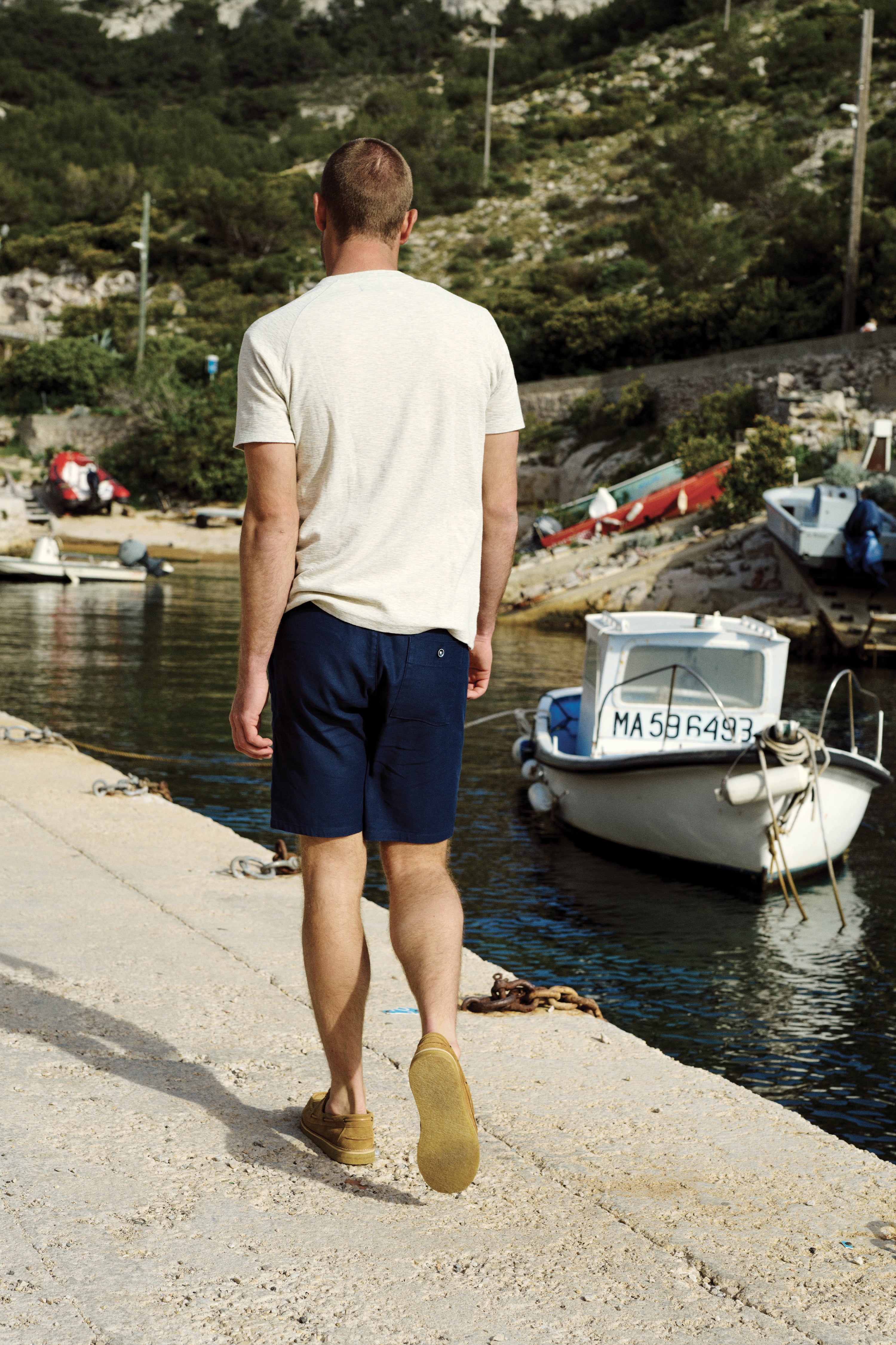 le-pantalon-bermudas-homme-bermuda-coton-lin-bleu-marine image 2