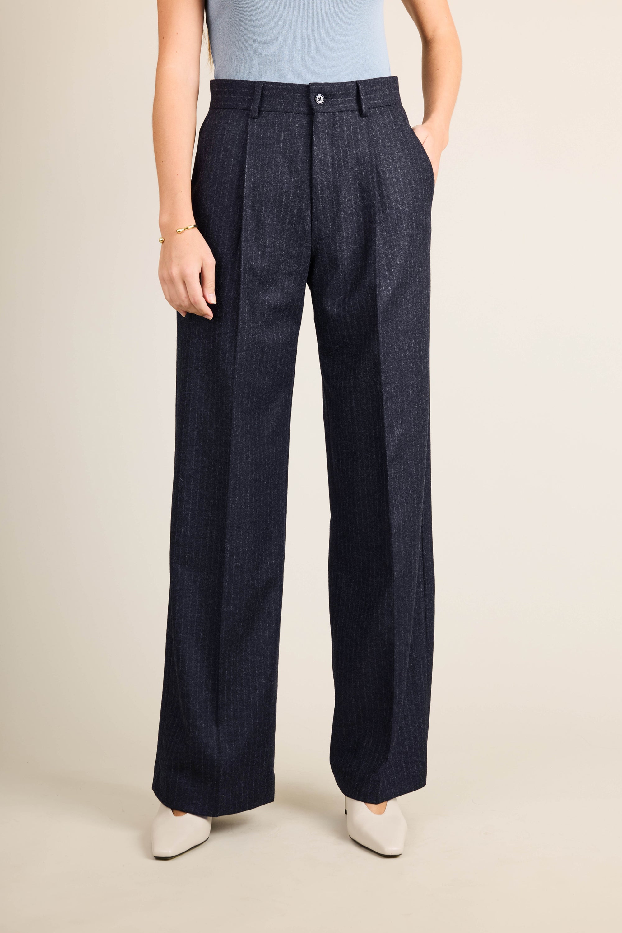 le-pantalon-palazzo-ray-pantalon-flanelle-homme-bleu-marine-large image 1
