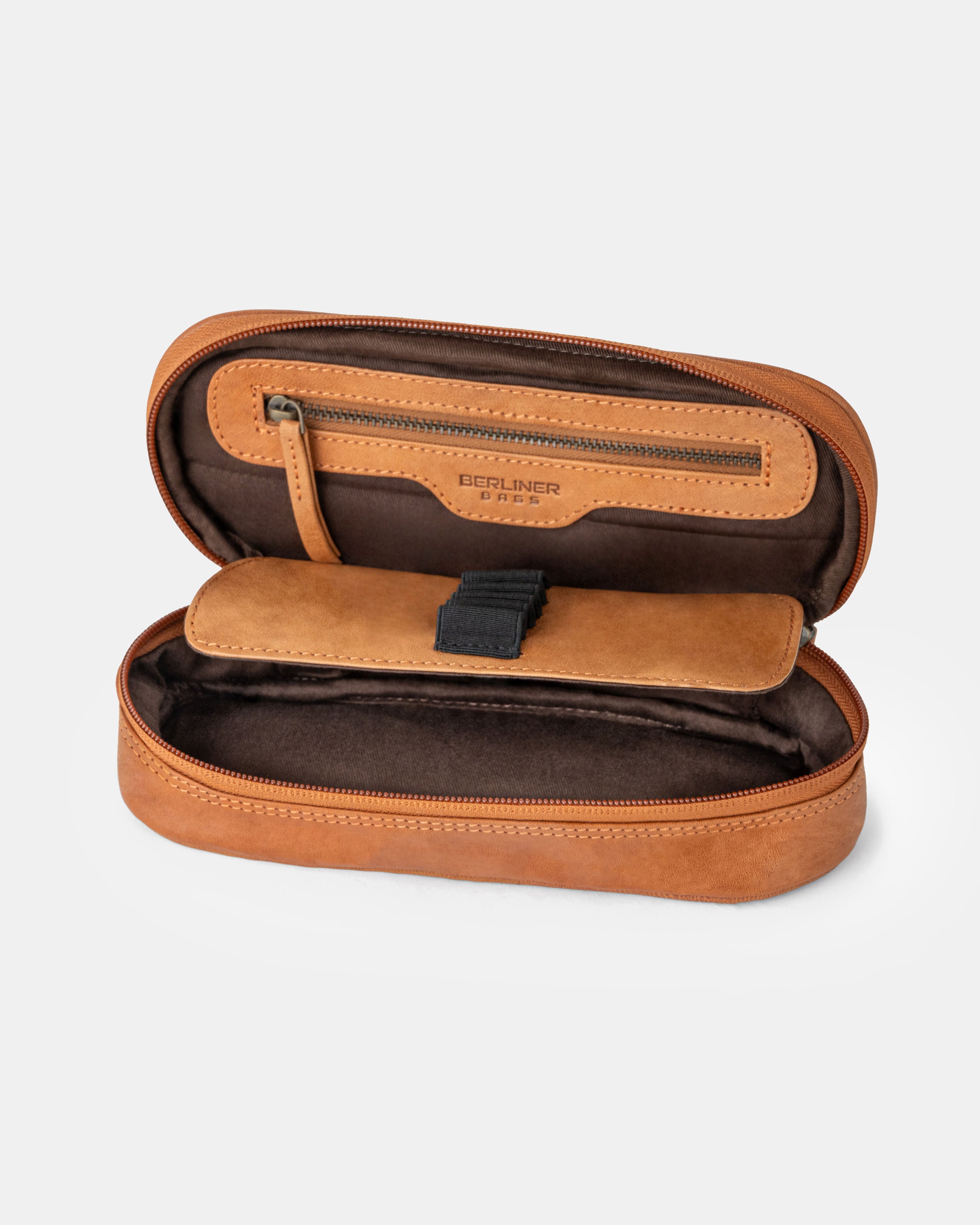 berliner-bags-felix-trousse-cuir-vintage-marron-zip image 7