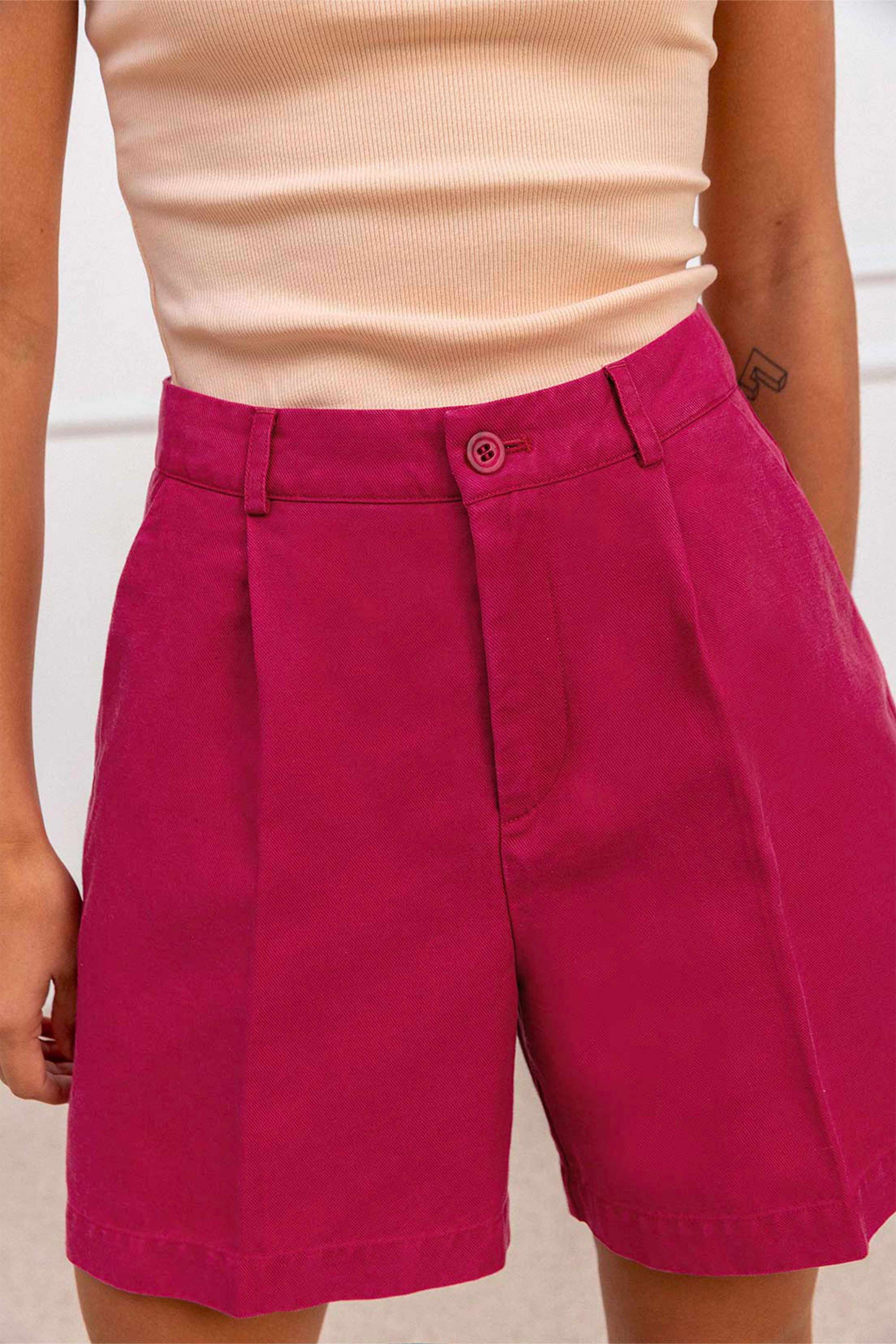 le-pantalon-shorts-homme-fuchsia-bermuda-lin-l-ger image 1