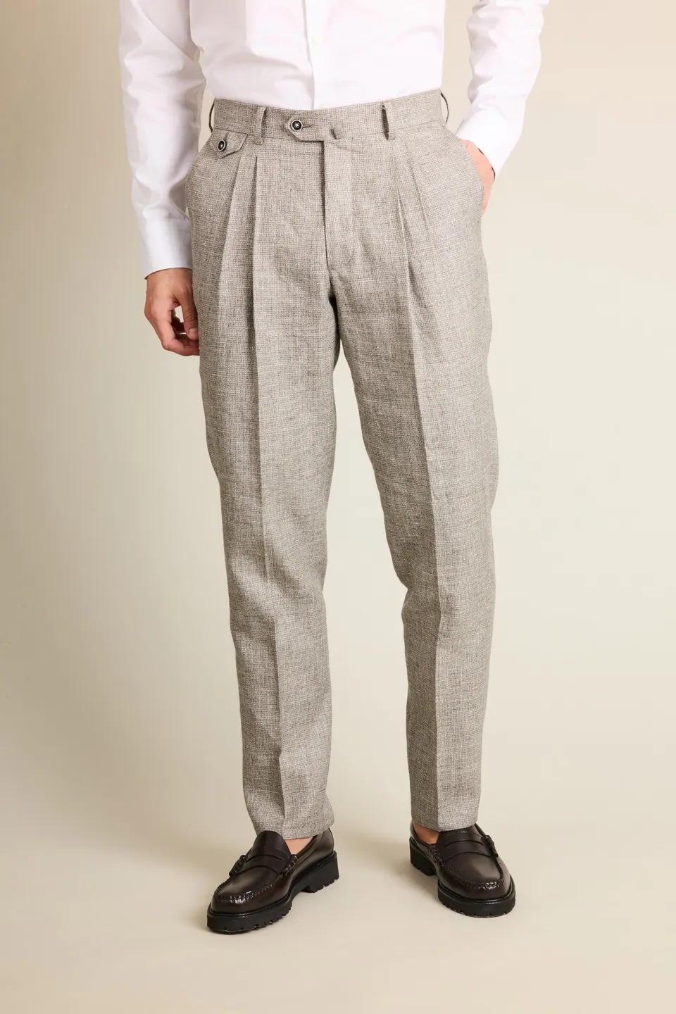 le-pantalon-double-pinces-pied-de-puce-pantalon-lin-t image 1