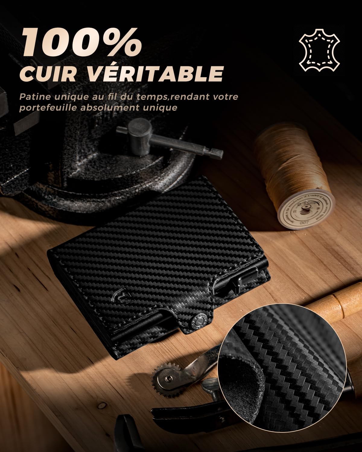 lorzor-leather-wallet-portefeuille-cuir-carbone-10-cartes-rfid image 5