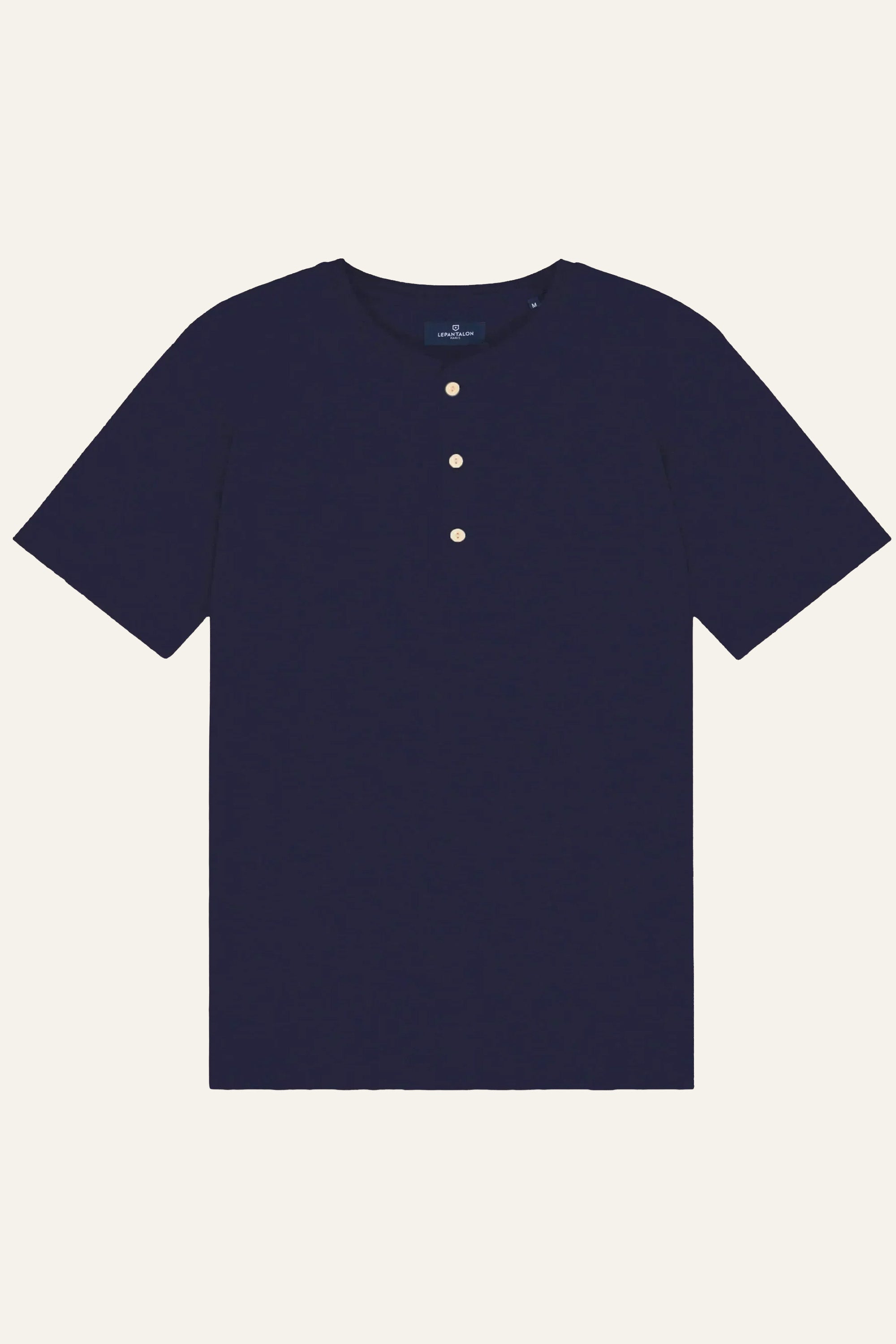 le-pantalon-henley-fm-lptht-2-tee-shirt-bleu-marine-coton image 1