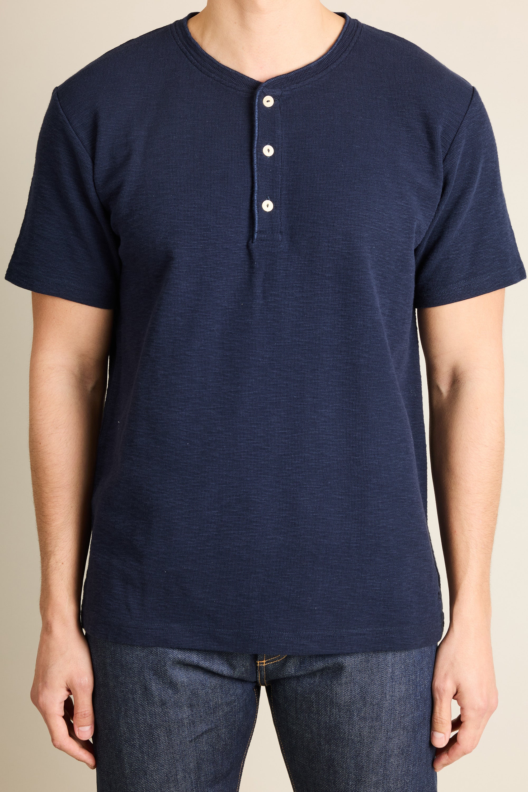 le-pantalon-henley-fm-lptht-2-tee-shirt-bleu-marine-coton image 3