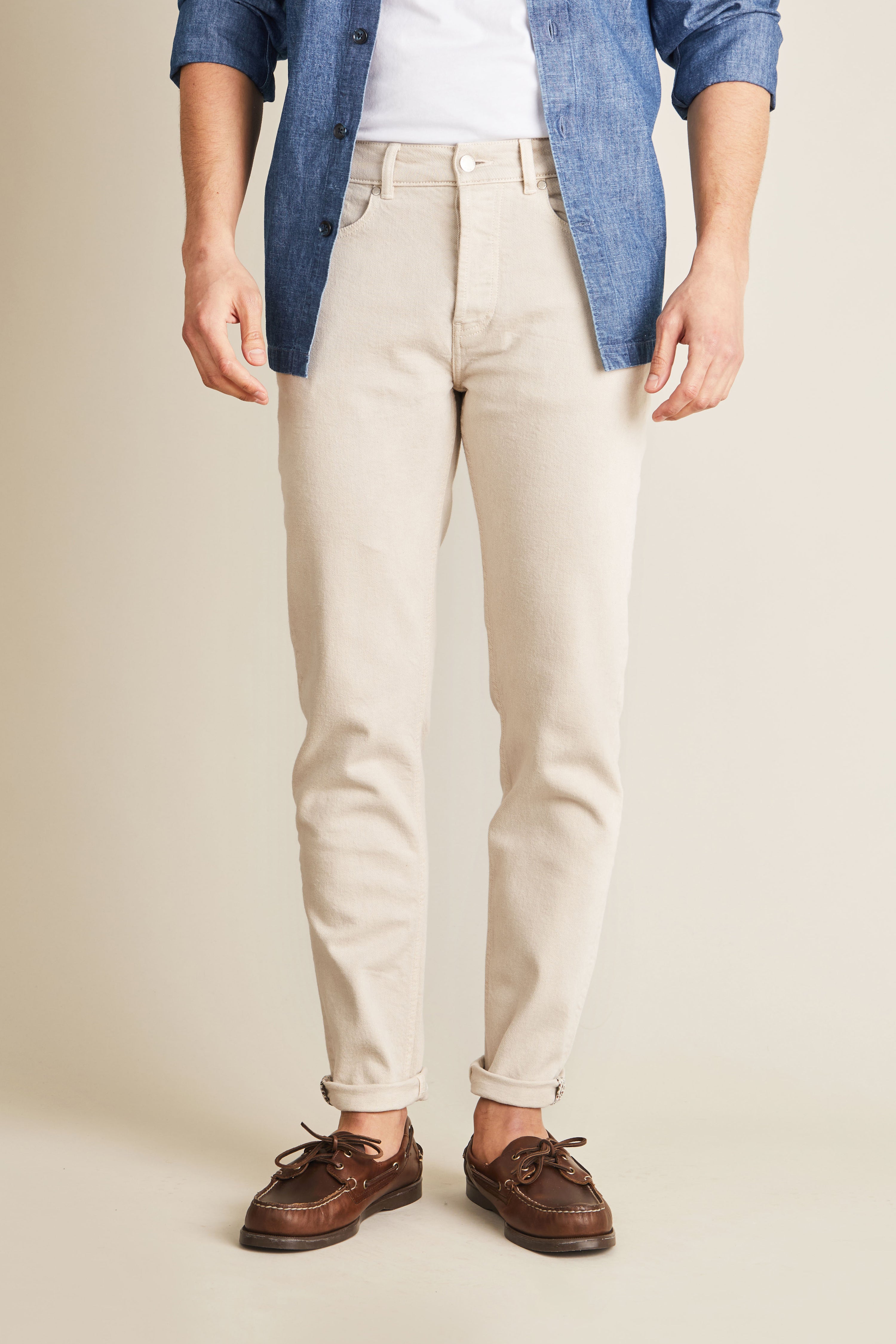 le-pantalon-jean-classique-sable-jean-homme-semi-slim image 1