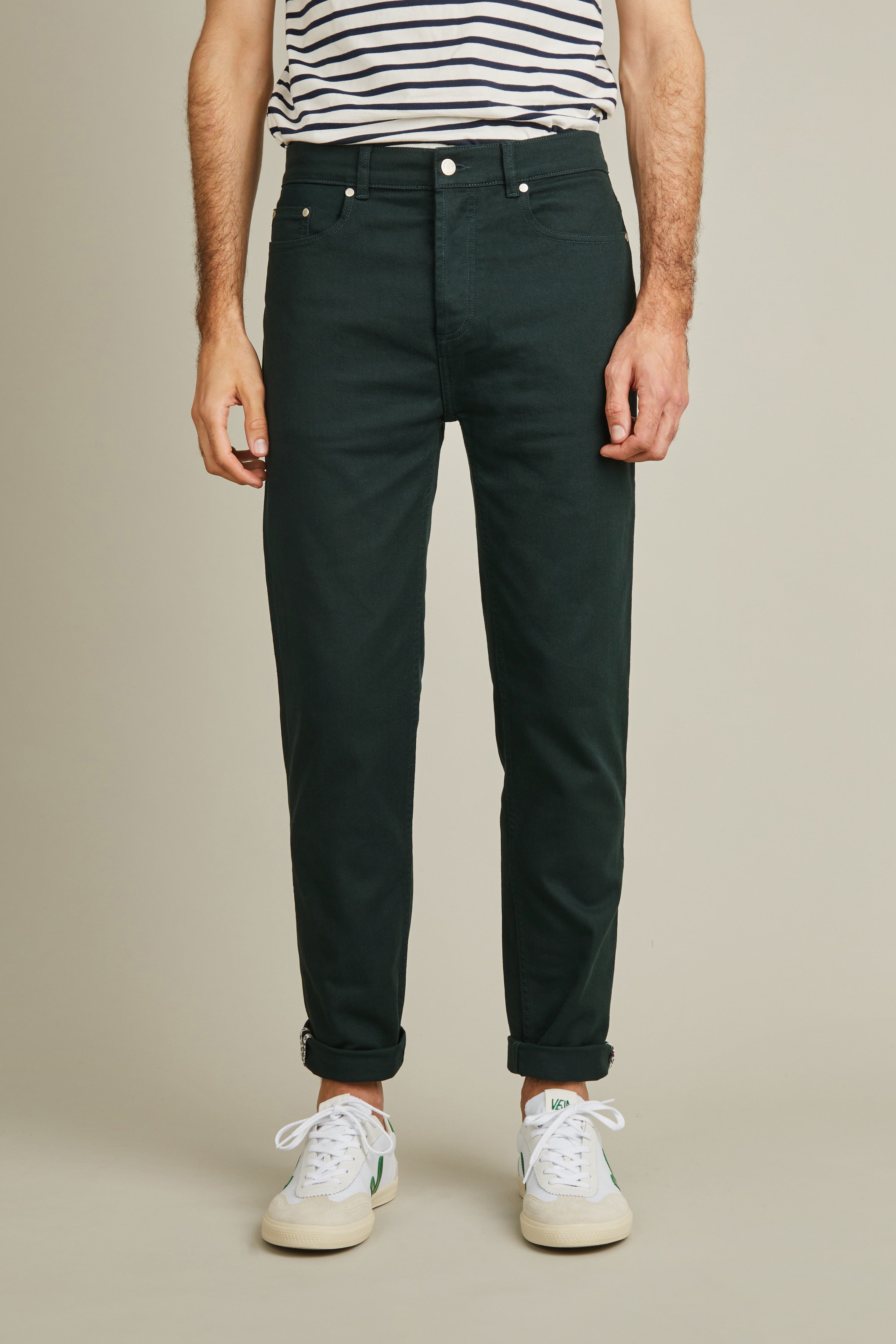 le-pantalon-jean-vert-anglais-jean-homme-semi-slim image 1