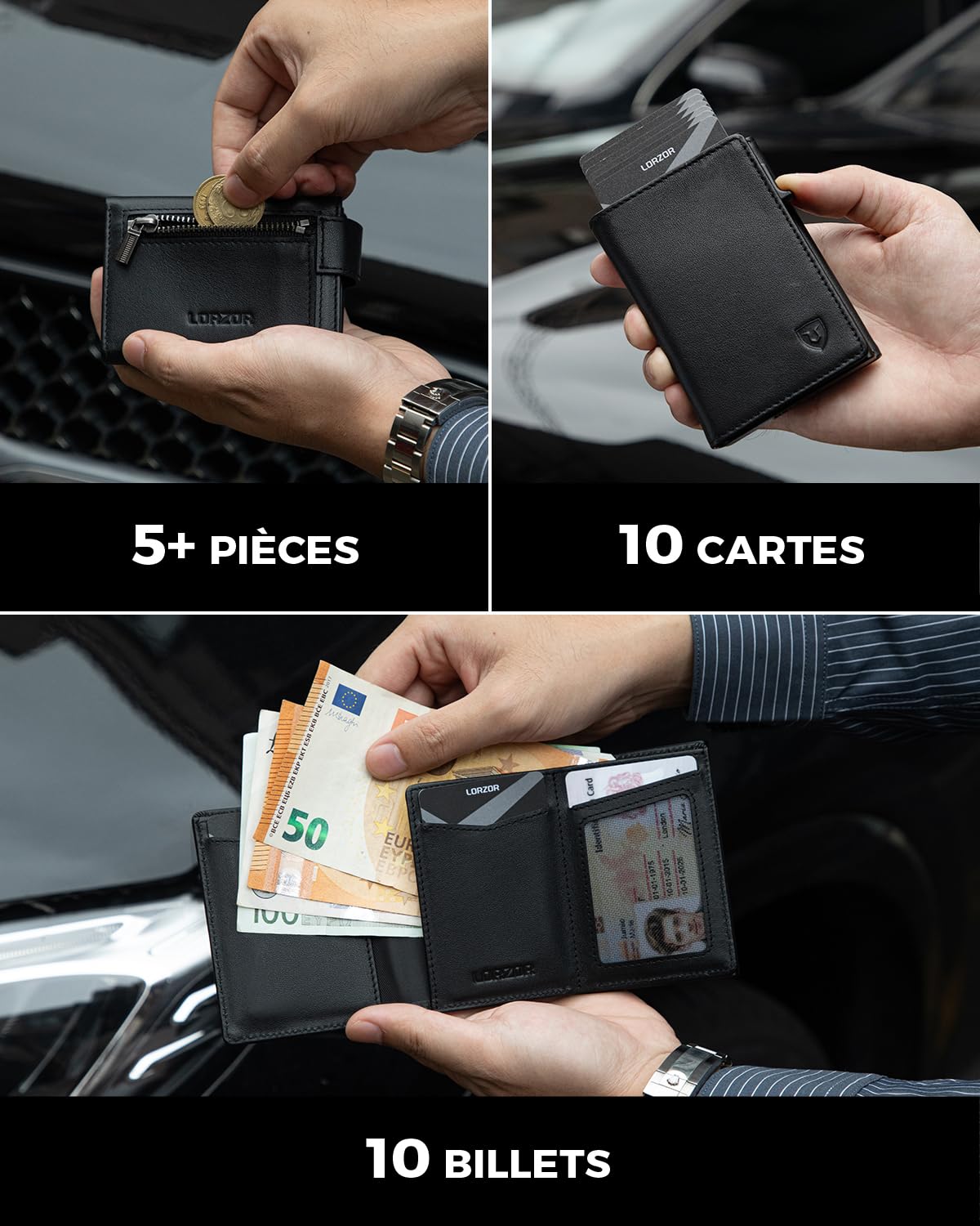 lorzor-leather-wallet-portefeuille-cuir-noir-10-cartes-rfid image 5