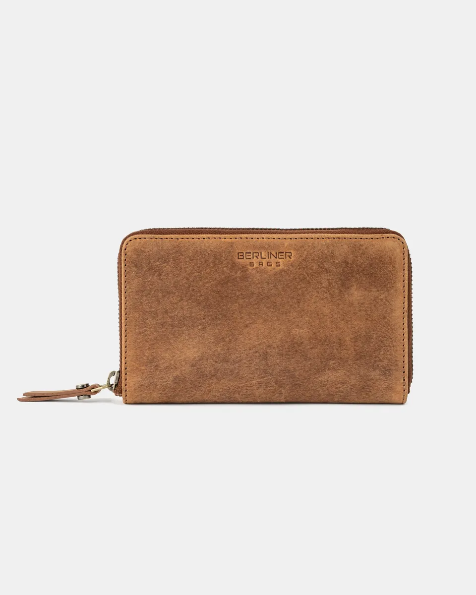 berliner-bags-greta-portefeuille-cuir-camel-zip-rfid image 1
