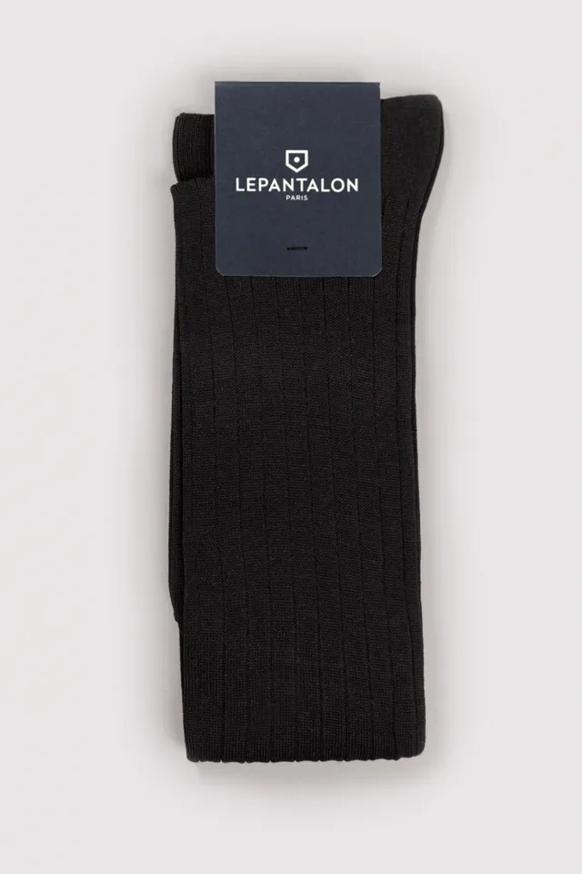 le-pantalon-chaussettes-longues-noires-coton-homme image 1