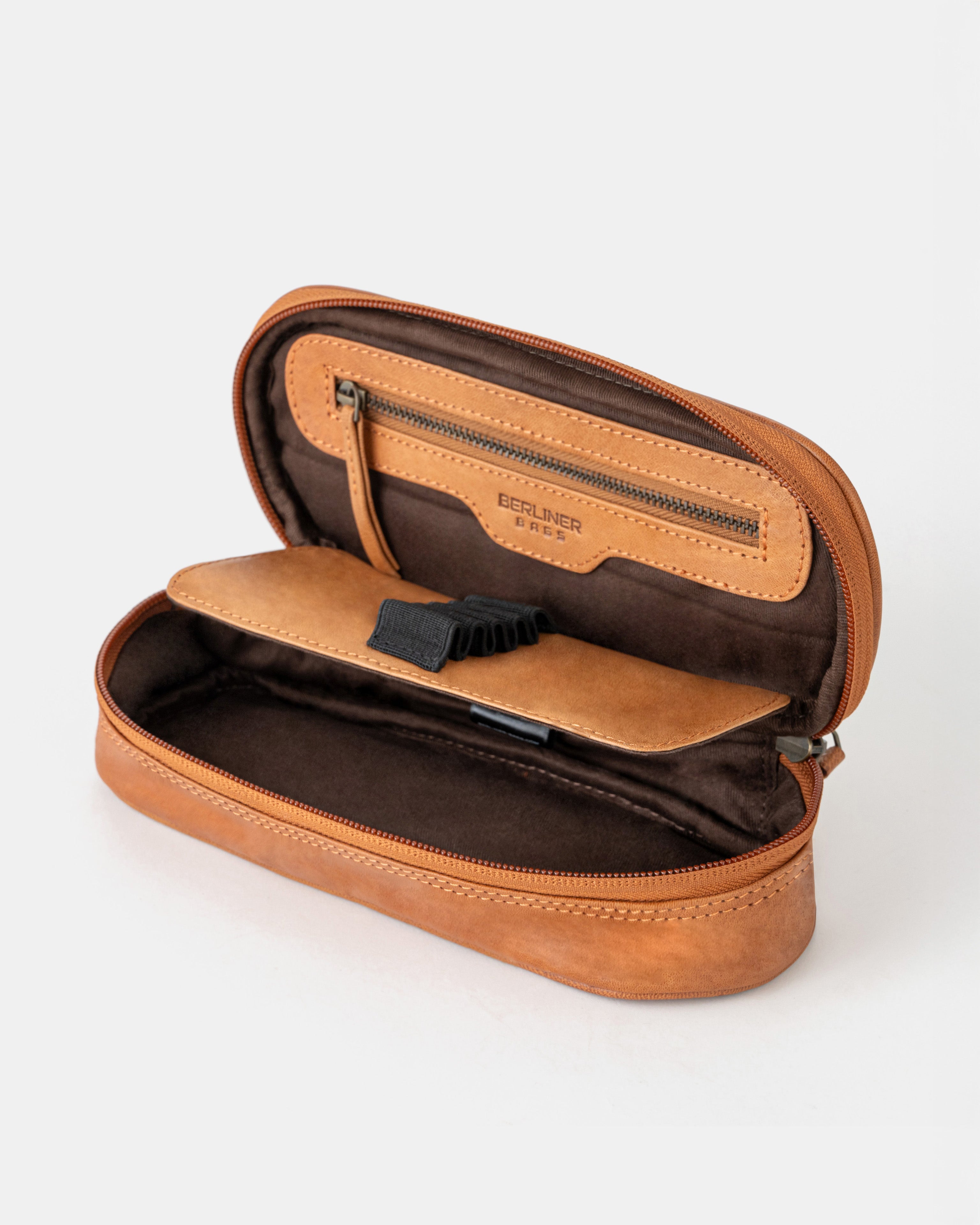 berliner-bags-felix-trousse-cuir-vintage-marron-zip image 3