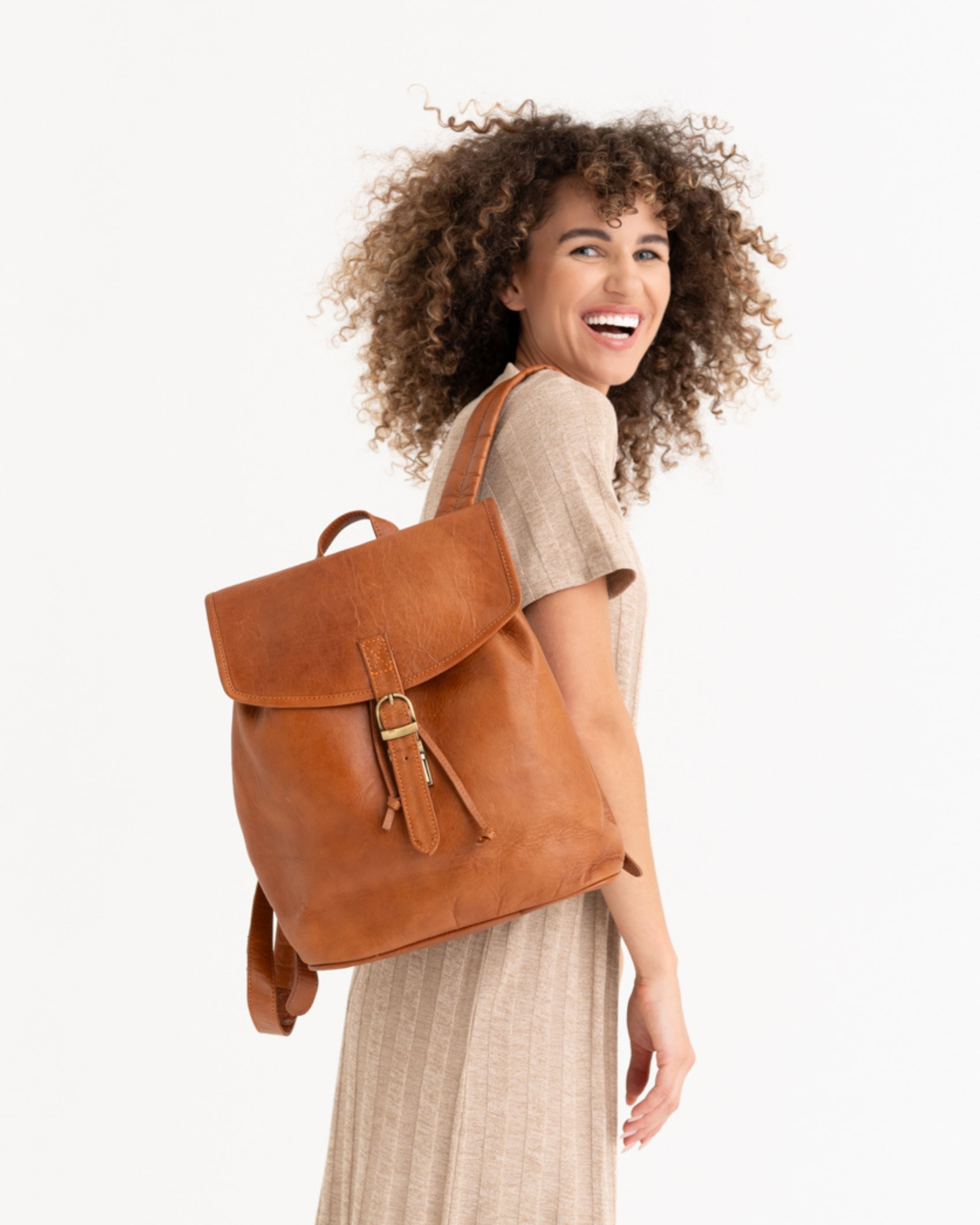 berliner-bags-jenny-sac-dos-femme-cuir-marron-vintage image 2