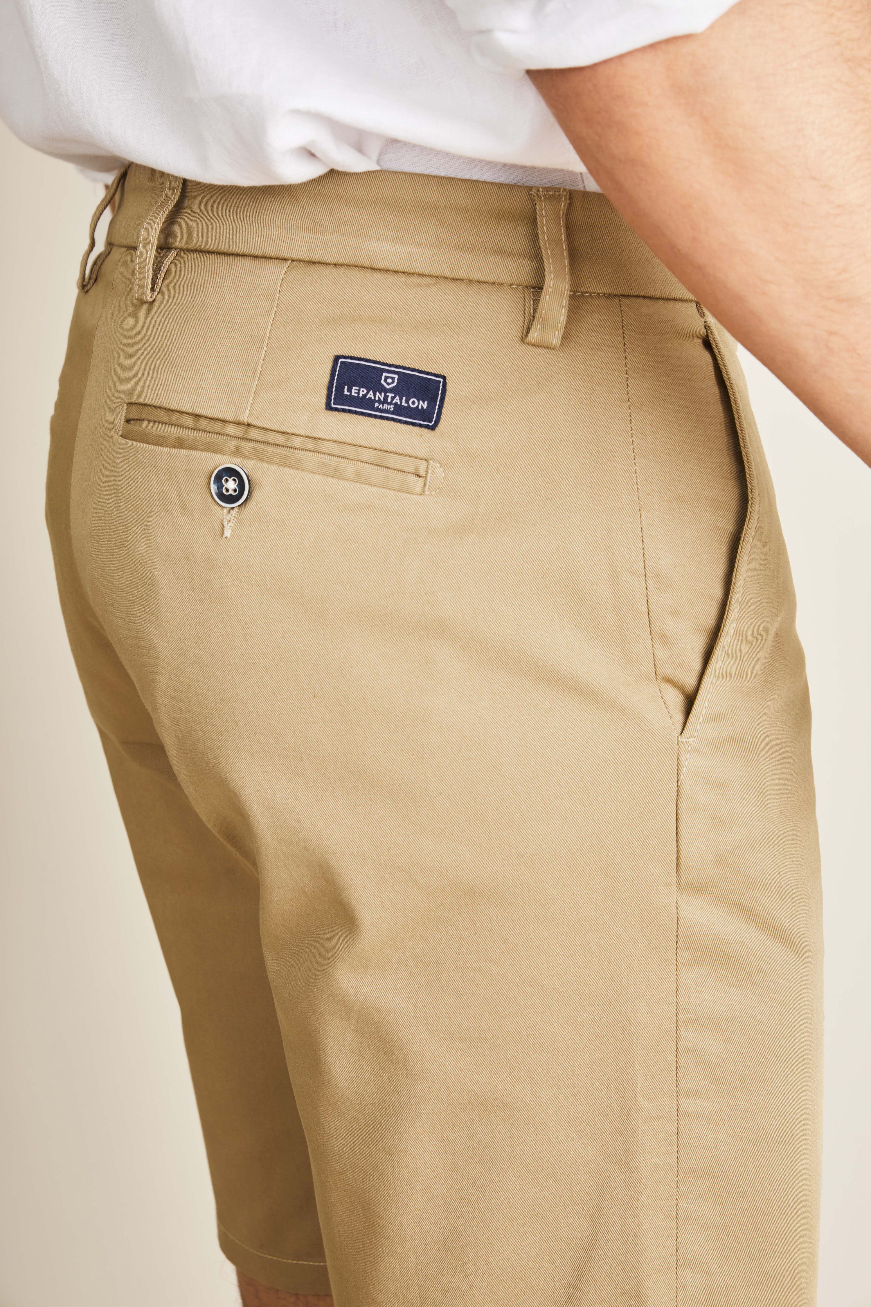 le-pantalon-bermudas-homme-bermuda-beige-coton-semi-slim image 3