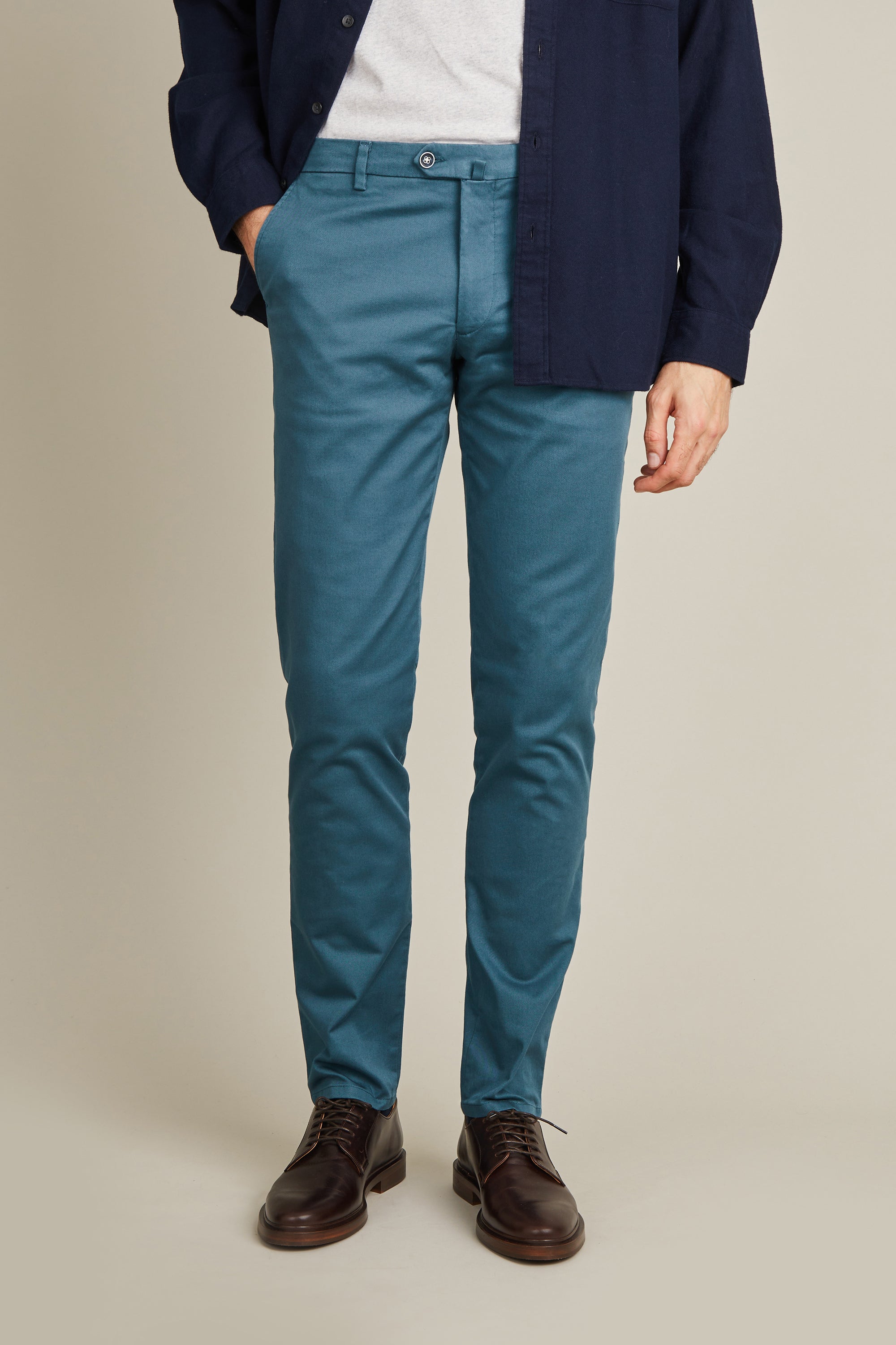 le-pantalon-chinos-homme-chino-bleu-canard-semi-slim image 1