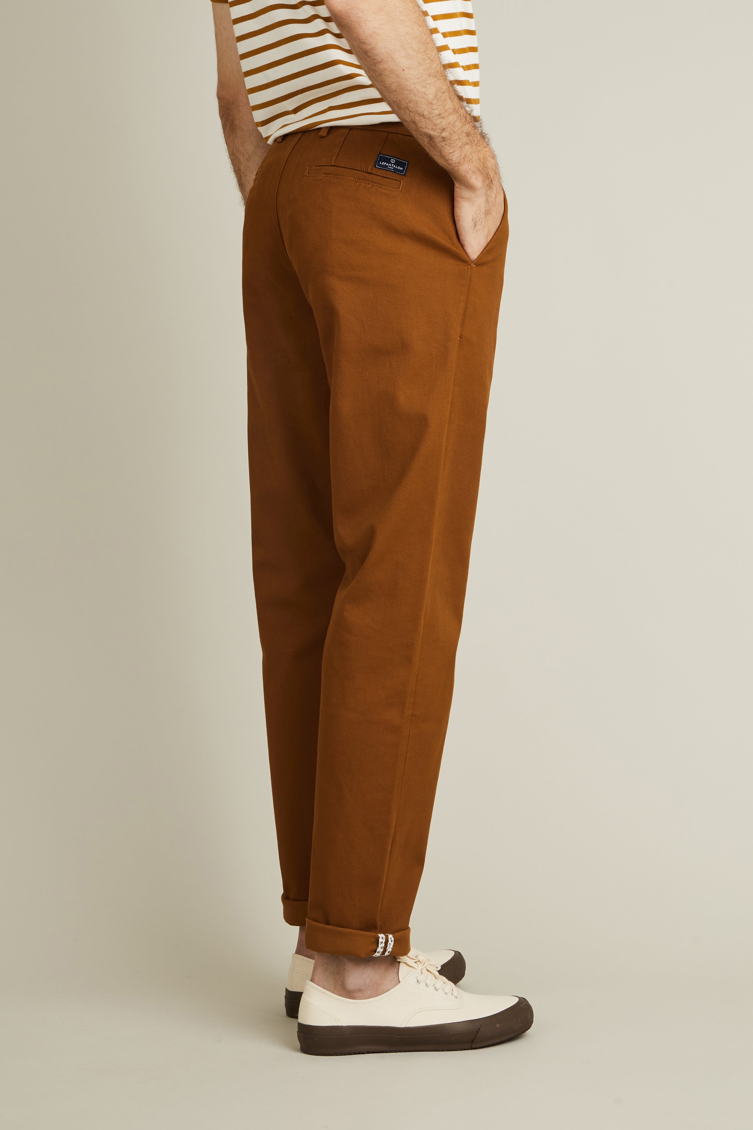 le-pantalon-chinos-chino-droit-camel-coton-4-saisons image 4