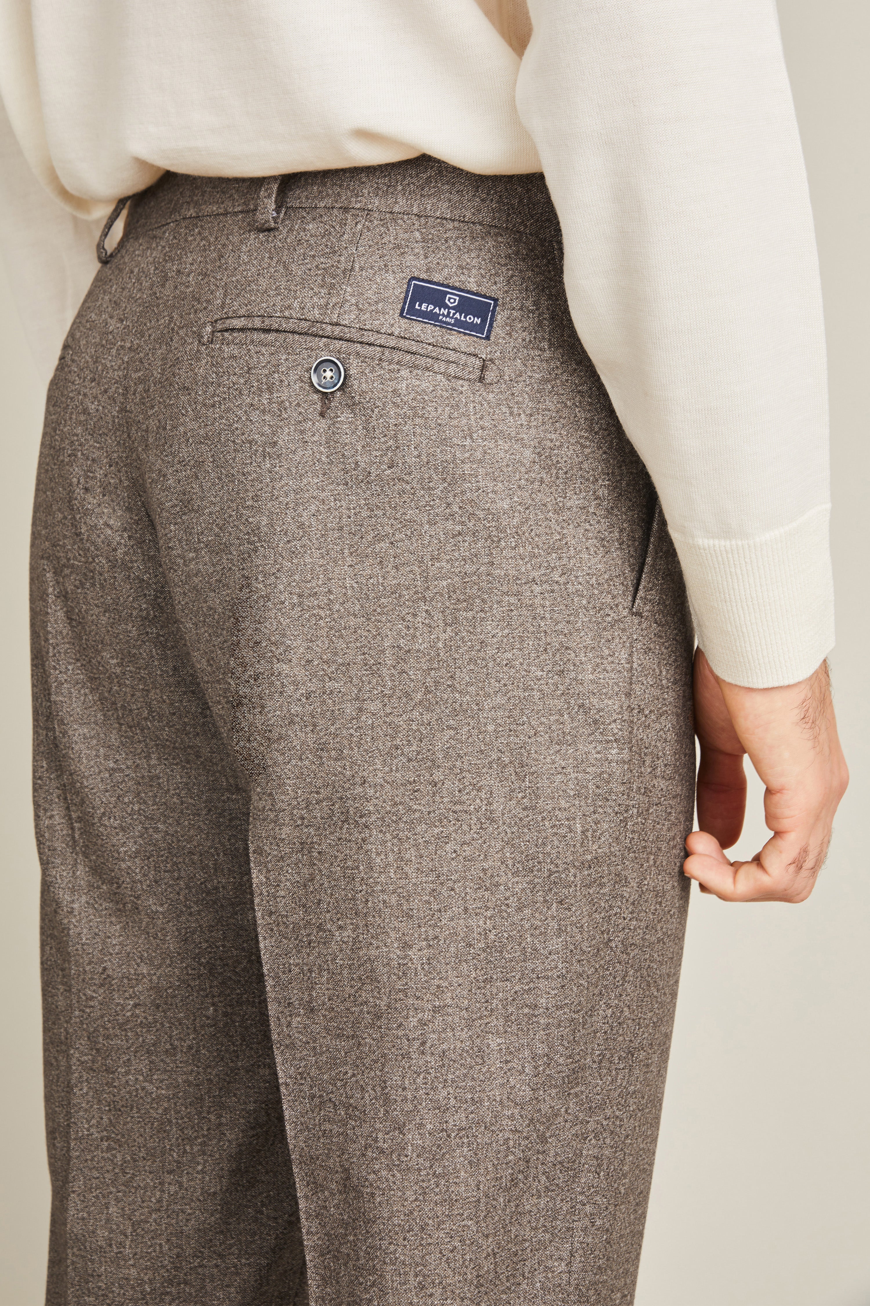 le-pantalon-fm-lpfp-2-pantalon-pinces-marron-flanelle-laine image 3