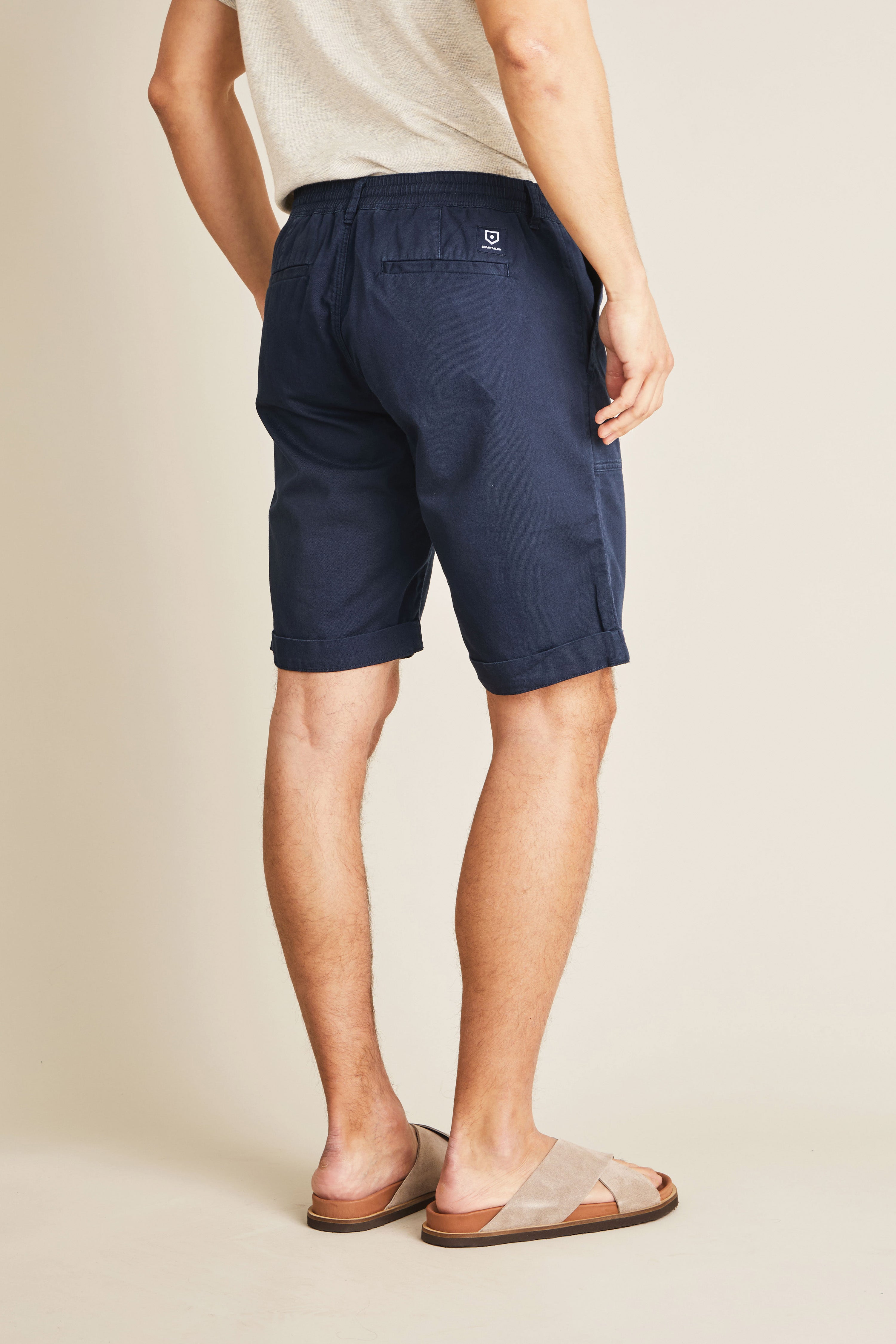 le-pantalon-bermudas-fatigue-short-bleu-marine-coton-lin image 4