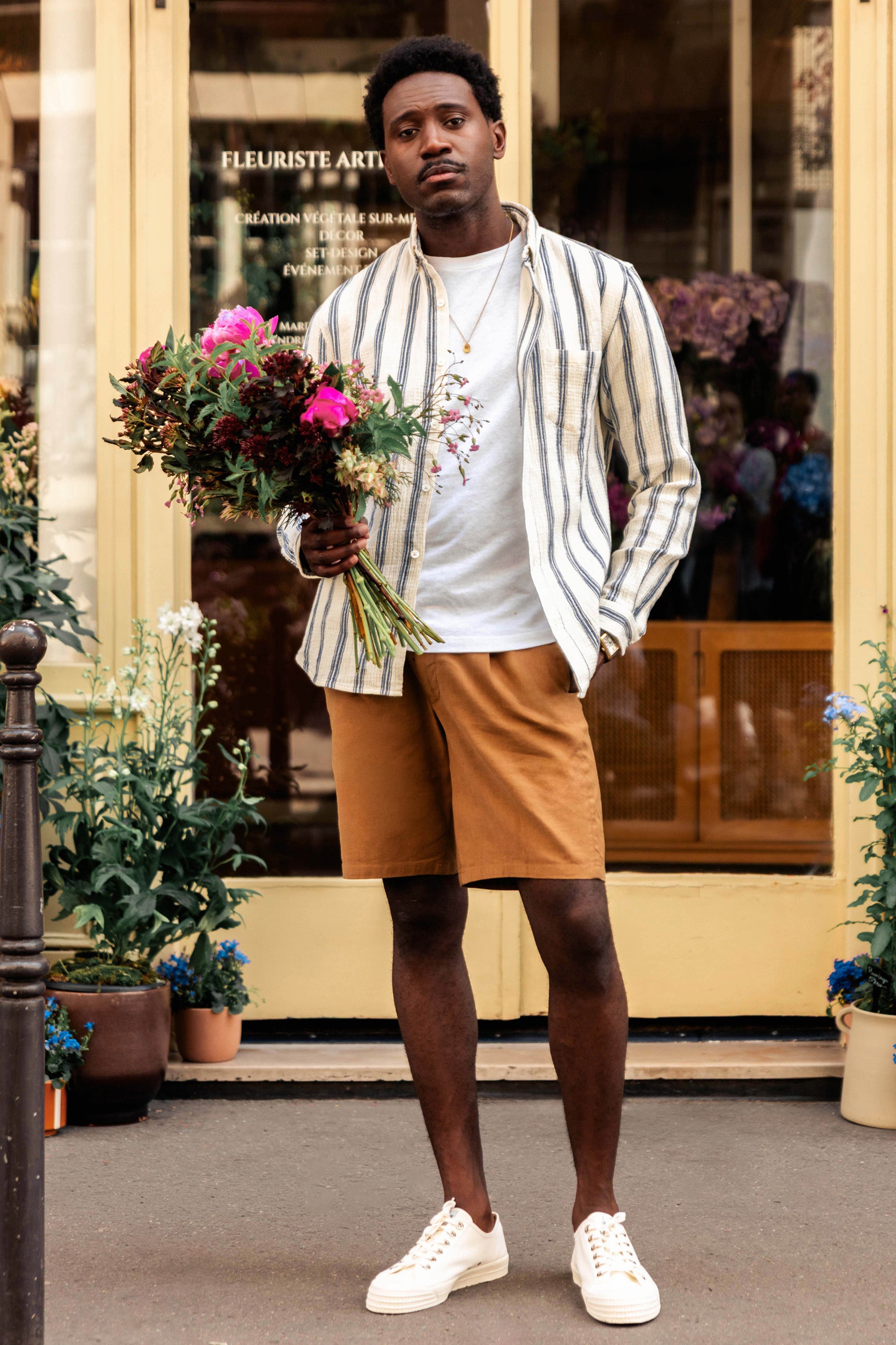 le-pantalon-bermuda-coton-lin-caramel-short-homme image 2