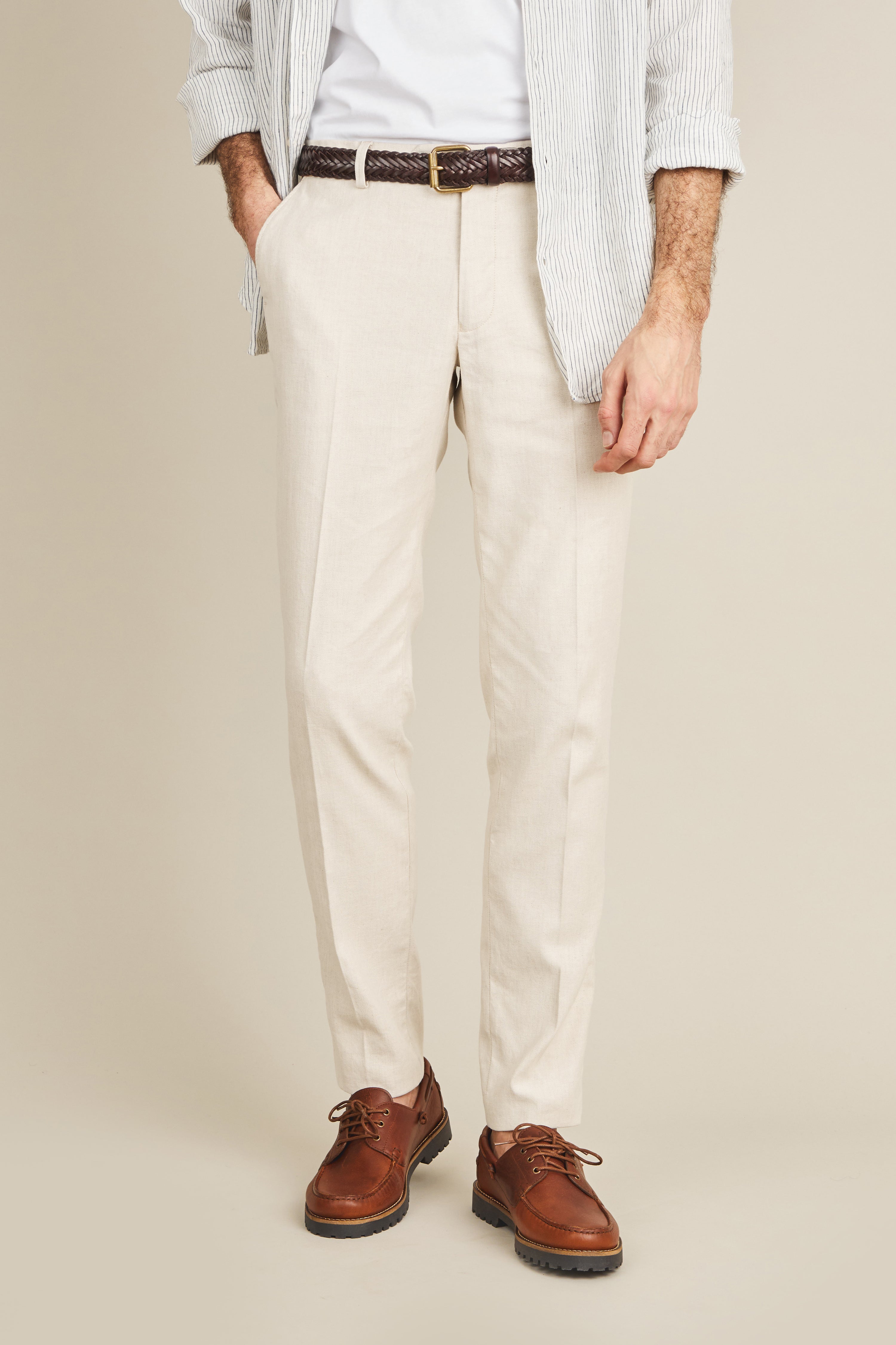 le-pantalon-chino-coton-lin-cru-homme-semi-slim-t image 1