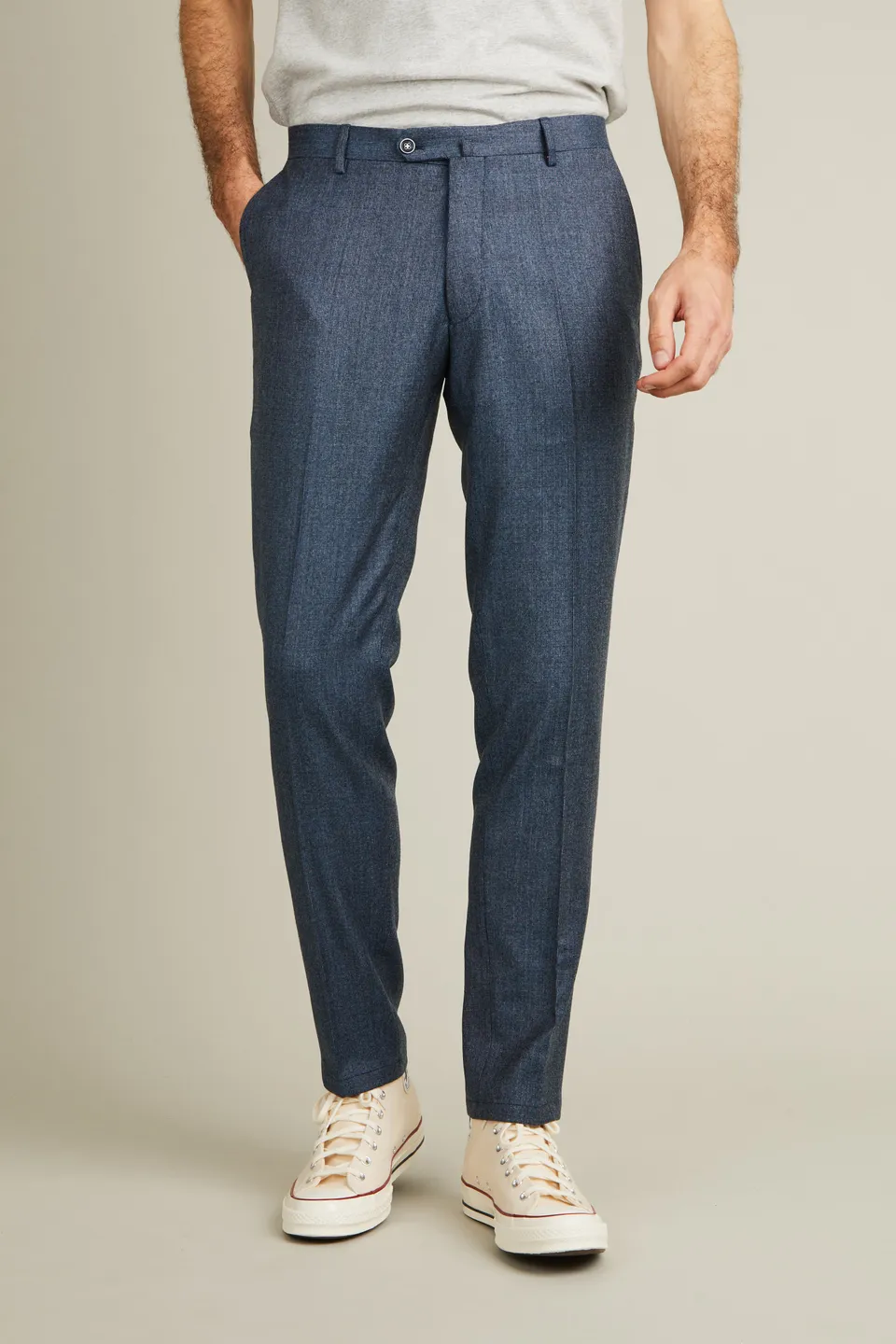 le-pantalon-flanelle-bleu-tweed-pantalon-laine-m-rinos-semi-slim image 1