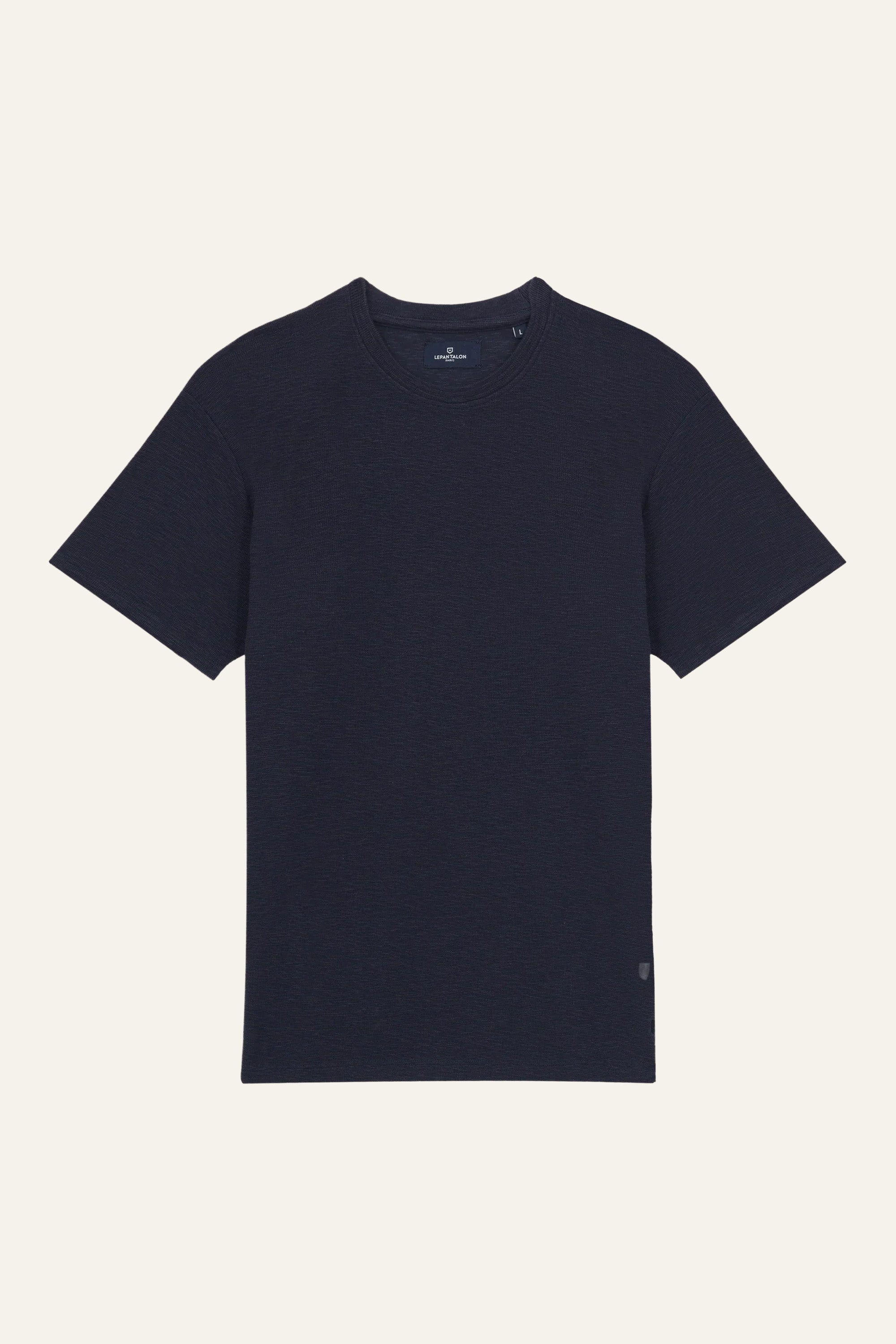le-pantalon-t-shirt-textur-bleu-marine-coton-portugal image 1