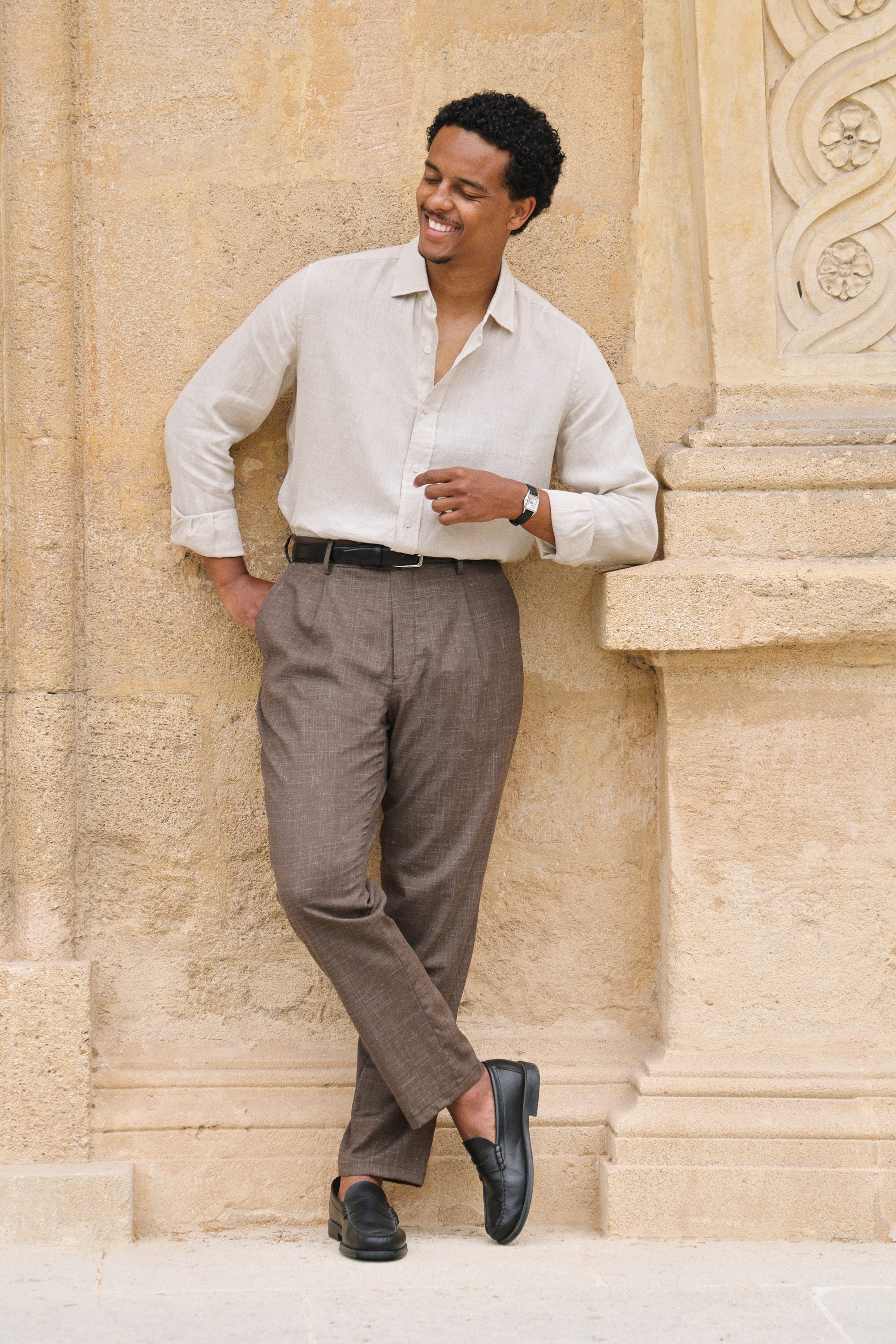 le-pantalon-pinces-homme-l-ger-marron-laine-lin-soie image 8