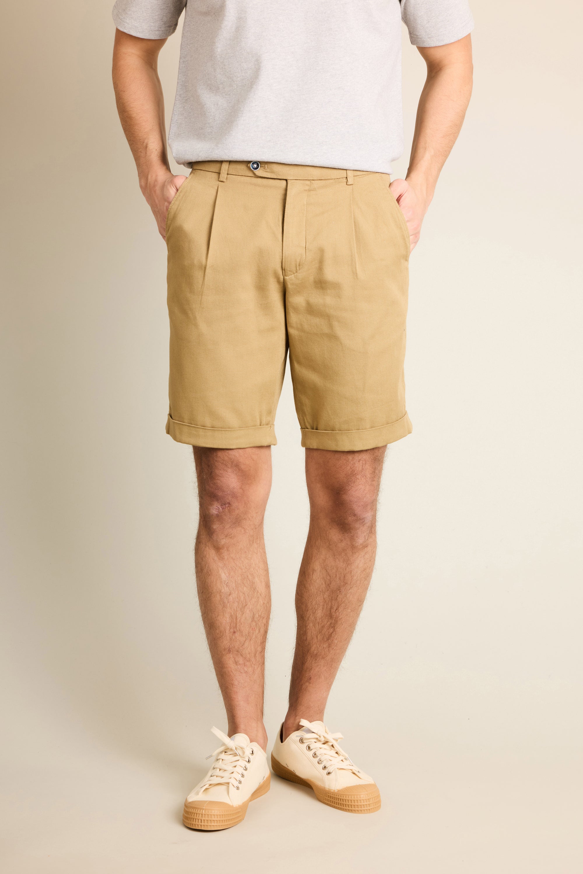 le-pantalon-bermuda-fm-lpbct-1-short-beige-fonc-stretch image 1