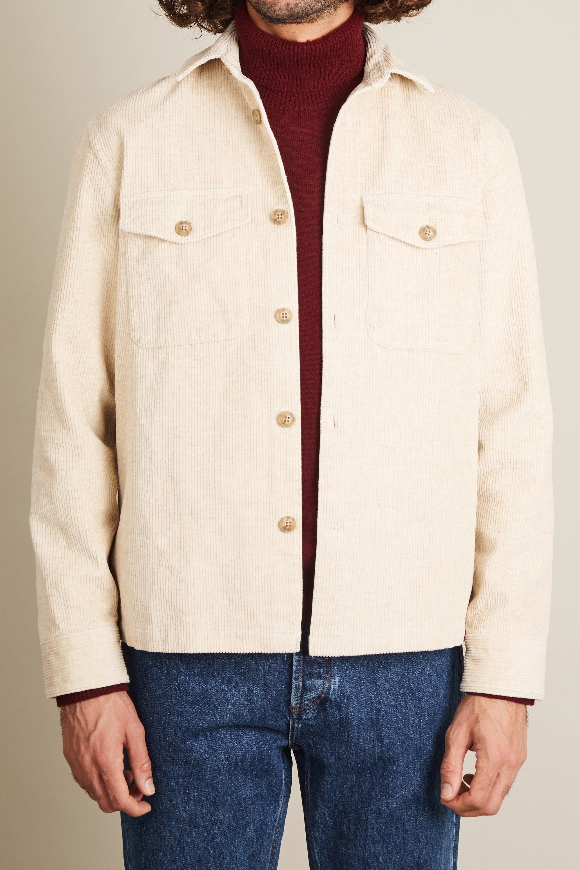 le-pantalon-overshirts-homme-surchemise-velours-ecru-coton-lin image 1