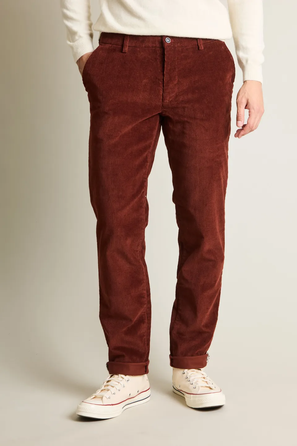 le-pantalon-chinos-homme-chino-velours-pantalon-terracotta-stretch image 1