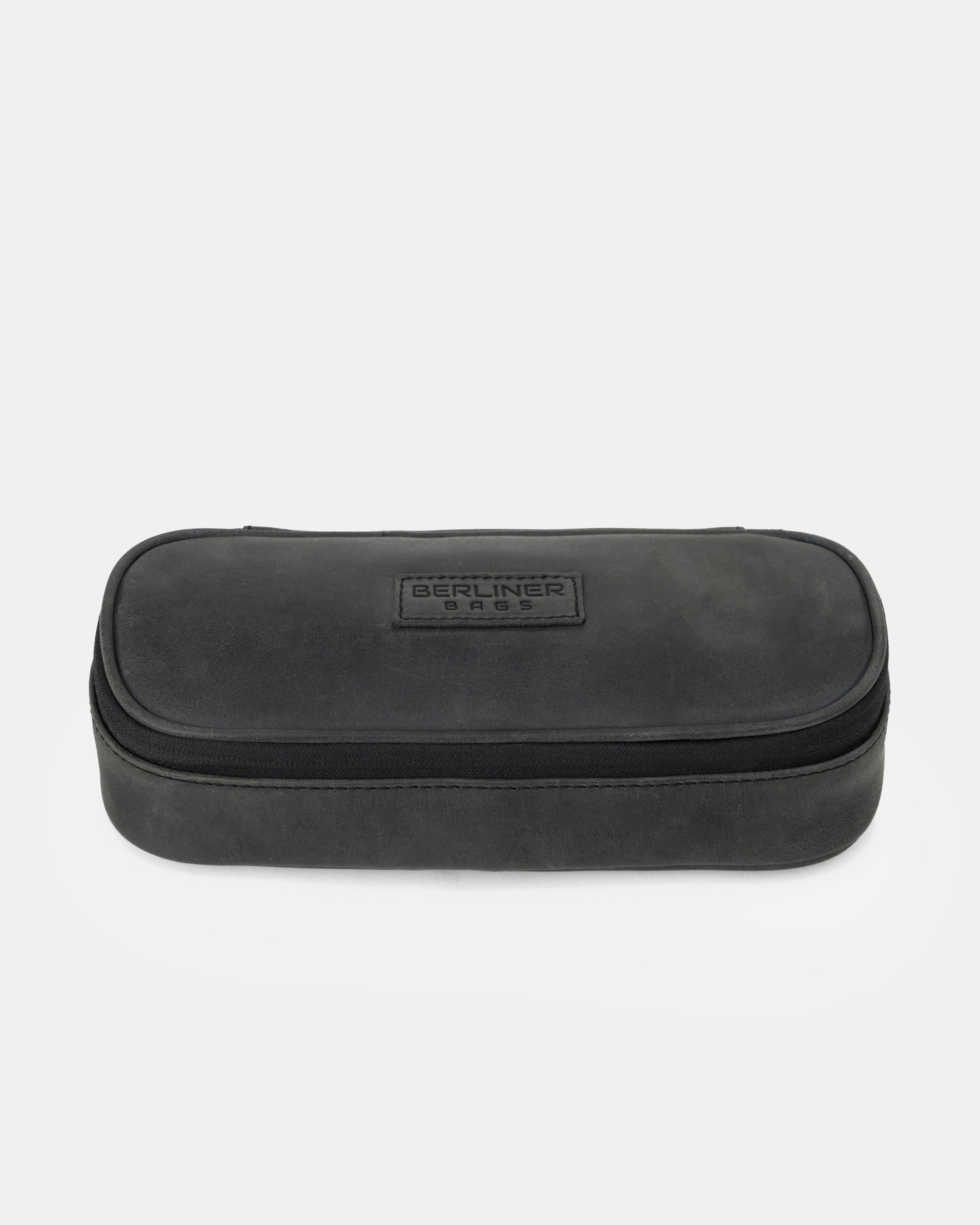 berliner-bags-felix-trousse-cuir-vintage-marron-zip image 8