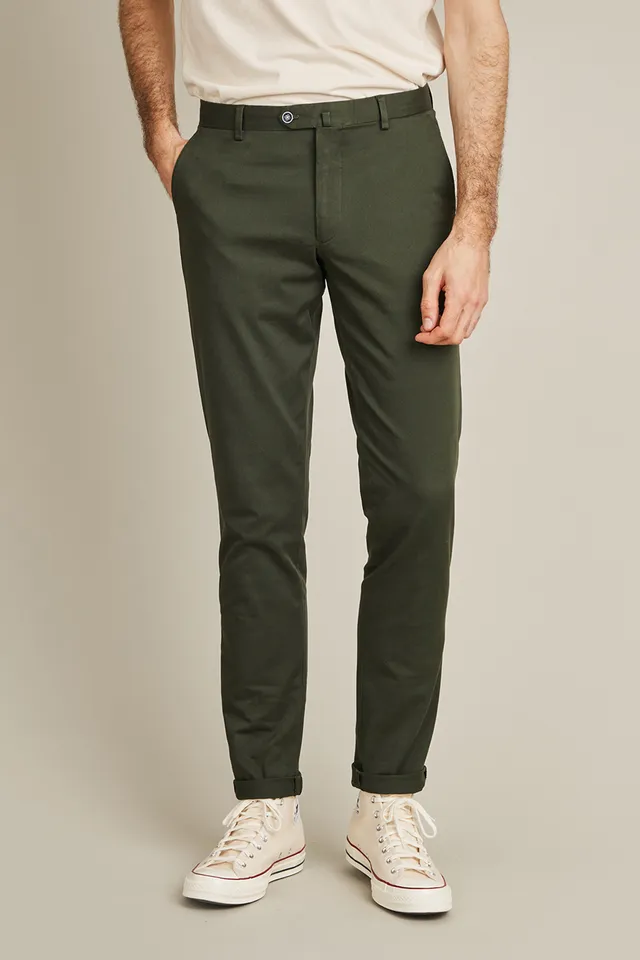 le-pantalon-chino-vert-sapin-pantalon-chino-homme-coton-stretch image 1