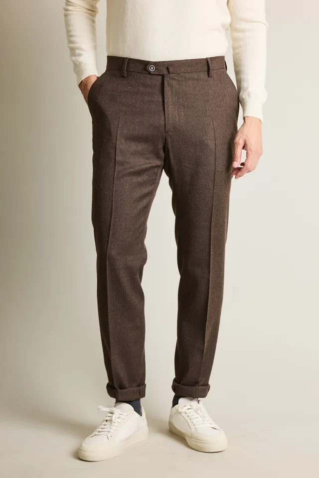 le-pantalon-flanelle-pantalon-stretch-marron-laine-m-rinos image 1