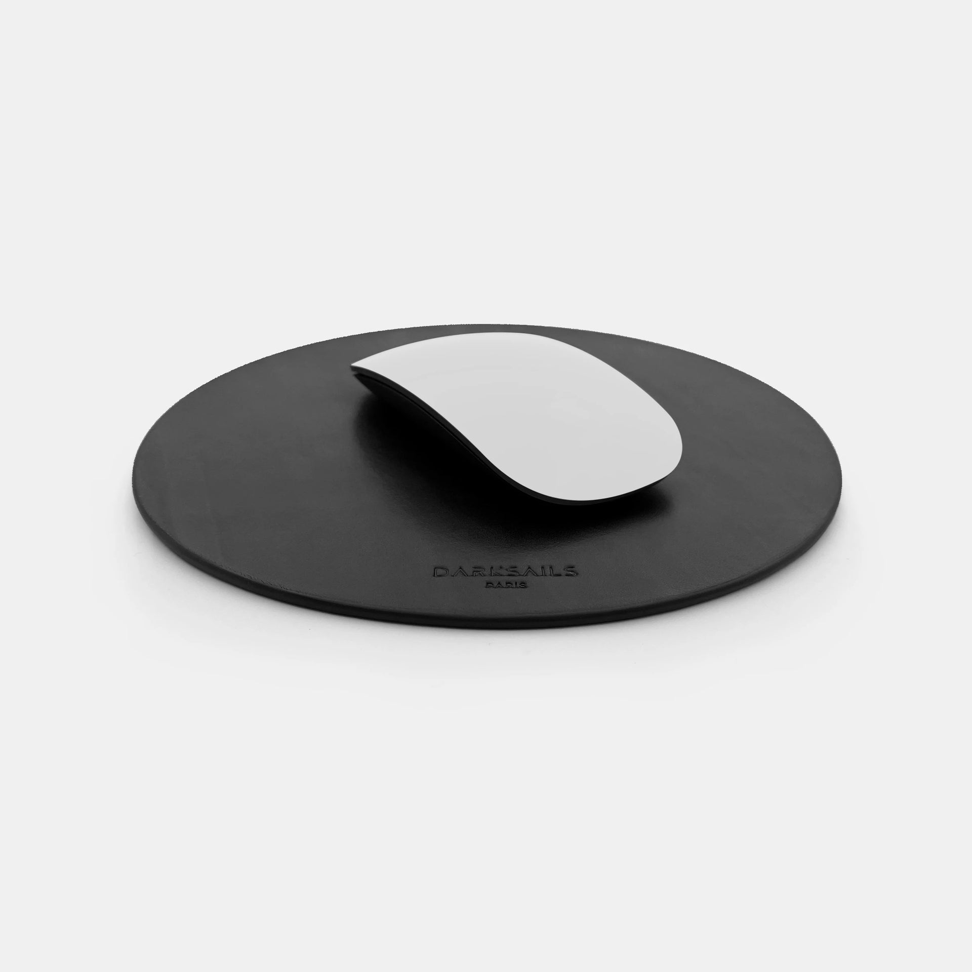 darksails-tapis-souris-cuir-noir-rond-pleine-fleur-3-mm image 1