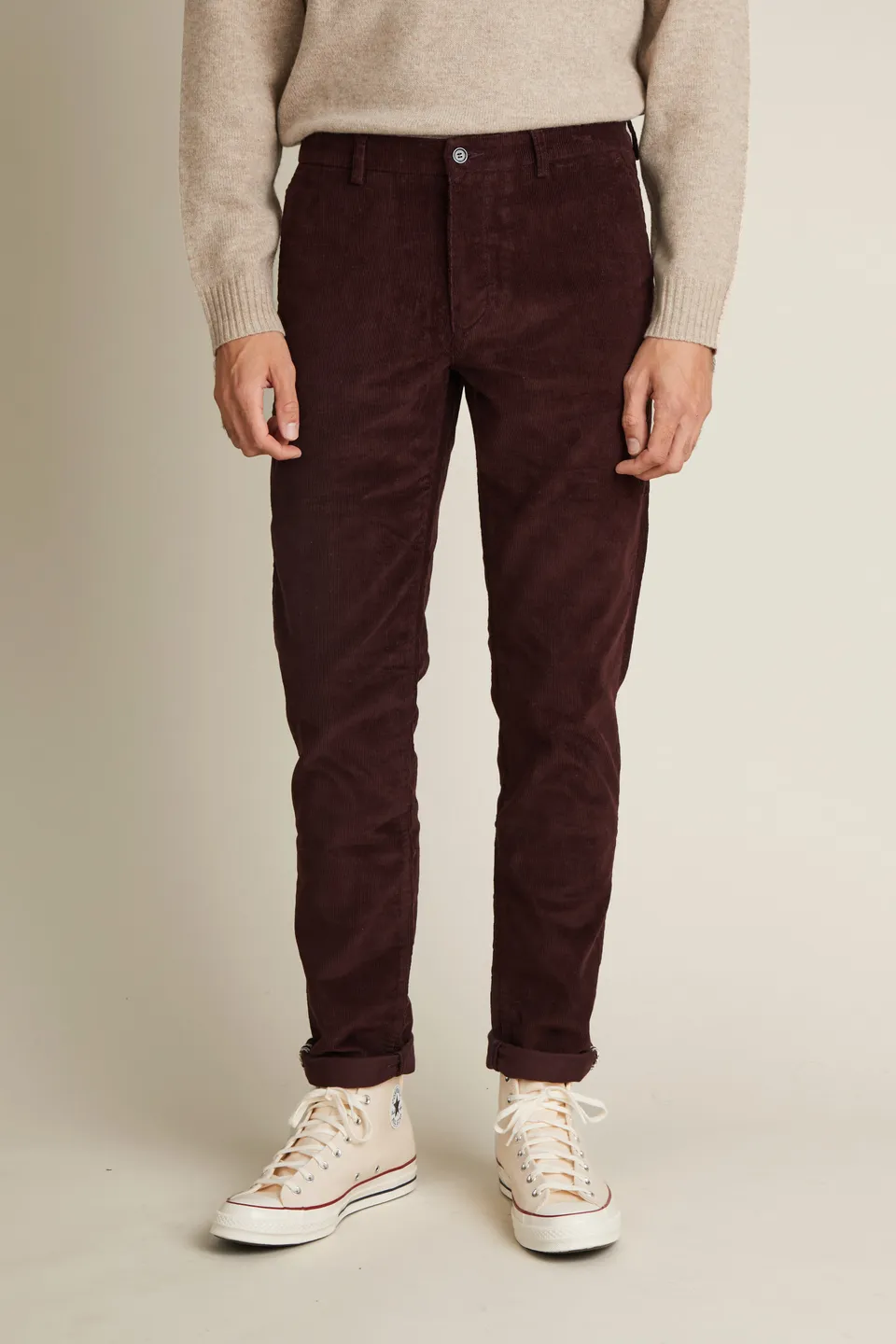 le-pantalon-chino-velours-bordeaux-chino-homme-semi-slim image 1