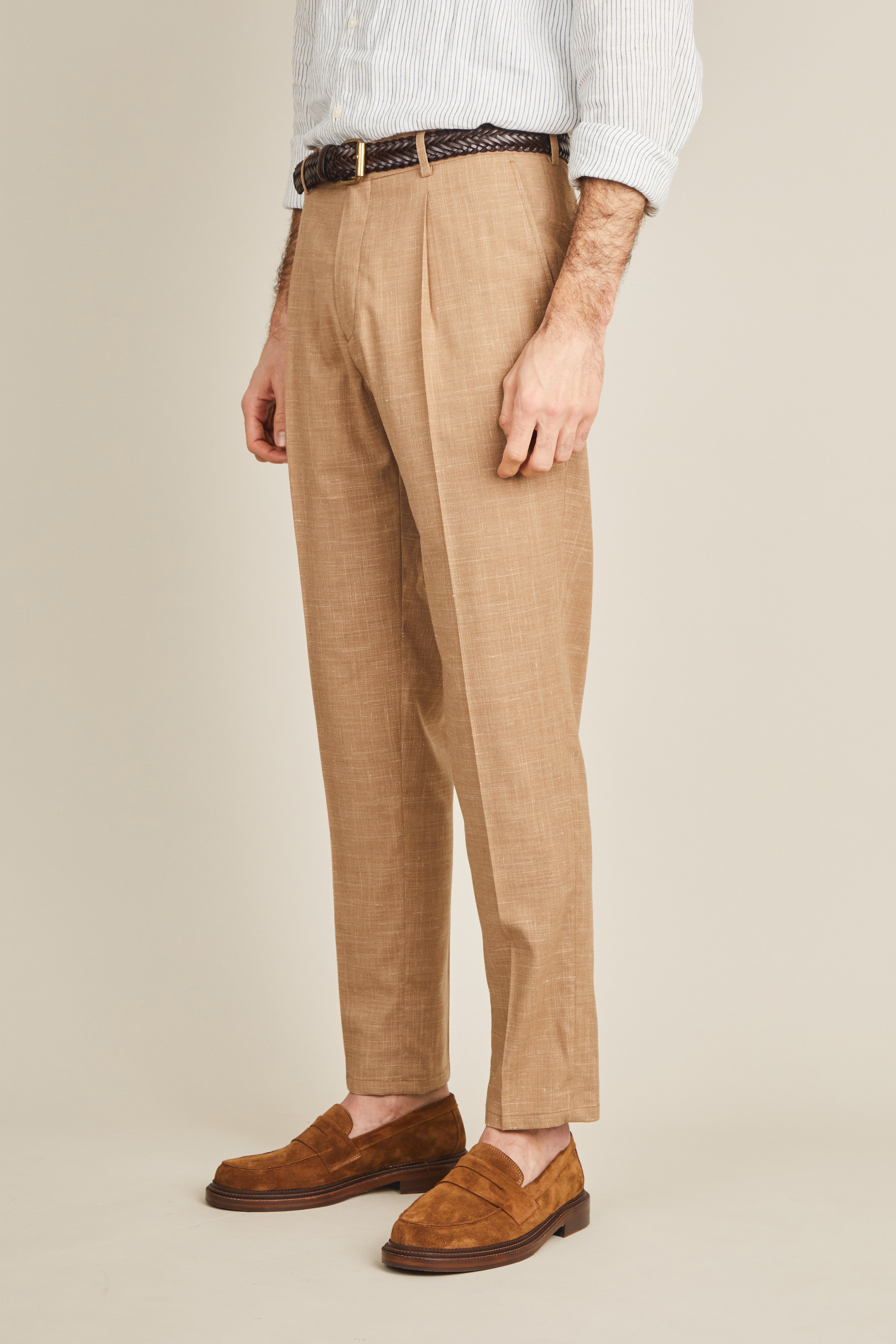 le-pantalon-pinces-l-ger-brun-pantalon-lin-laine-soie image 4