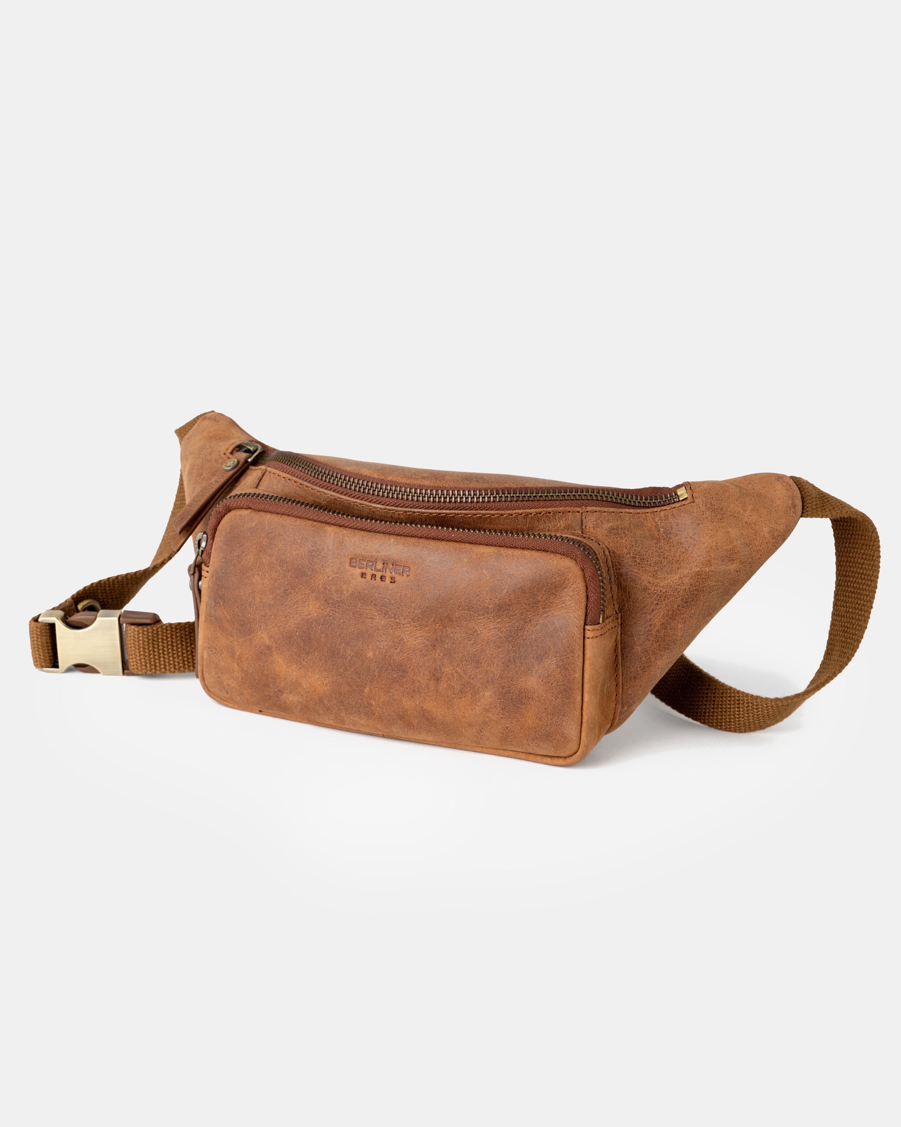 berliner-bags-sam-sac-banane-cuir-camel-vintage image 3