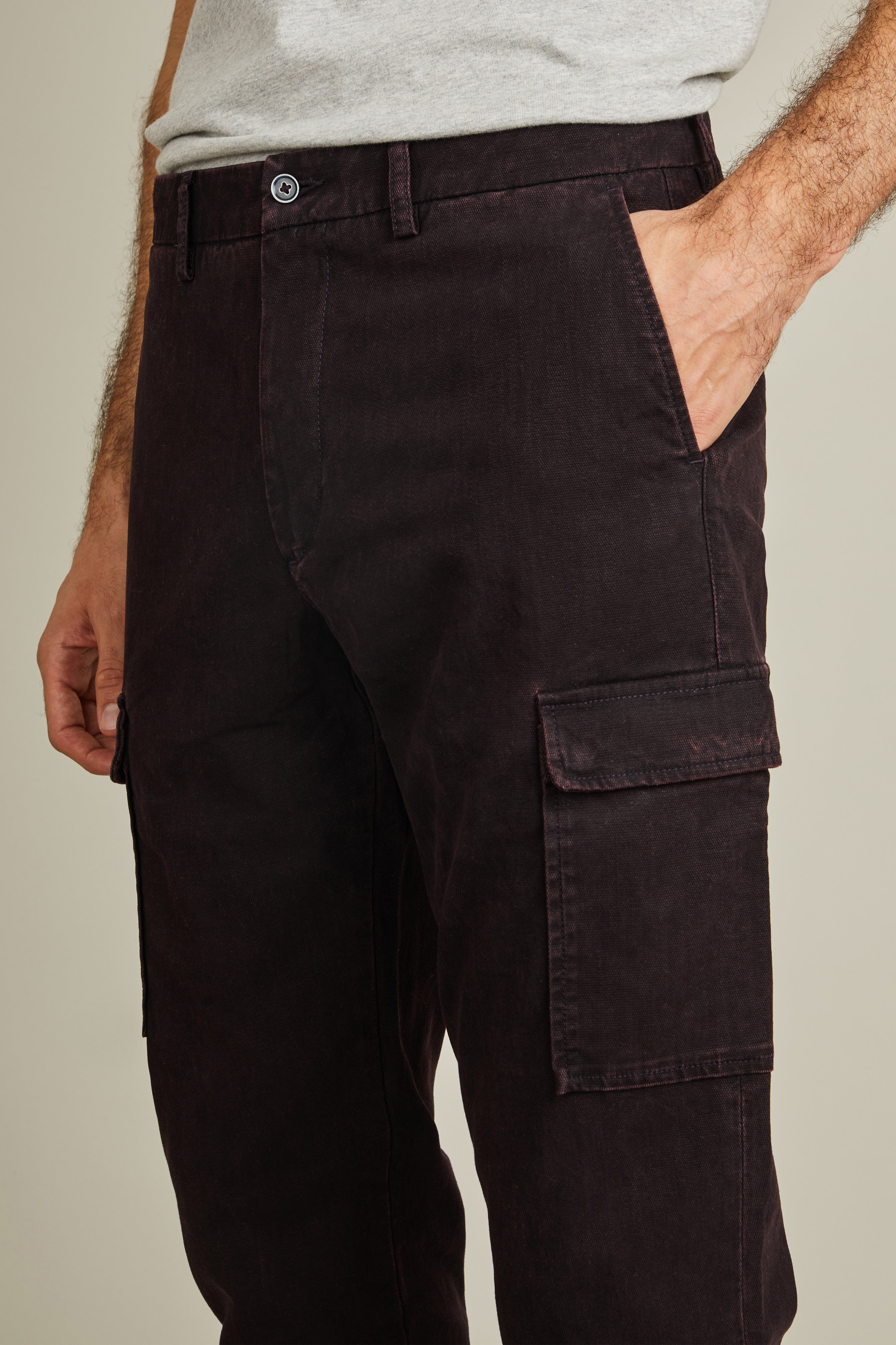 le-pantalon-cargo-pantalon-cargo-bordeaux-coton-stretch image 2