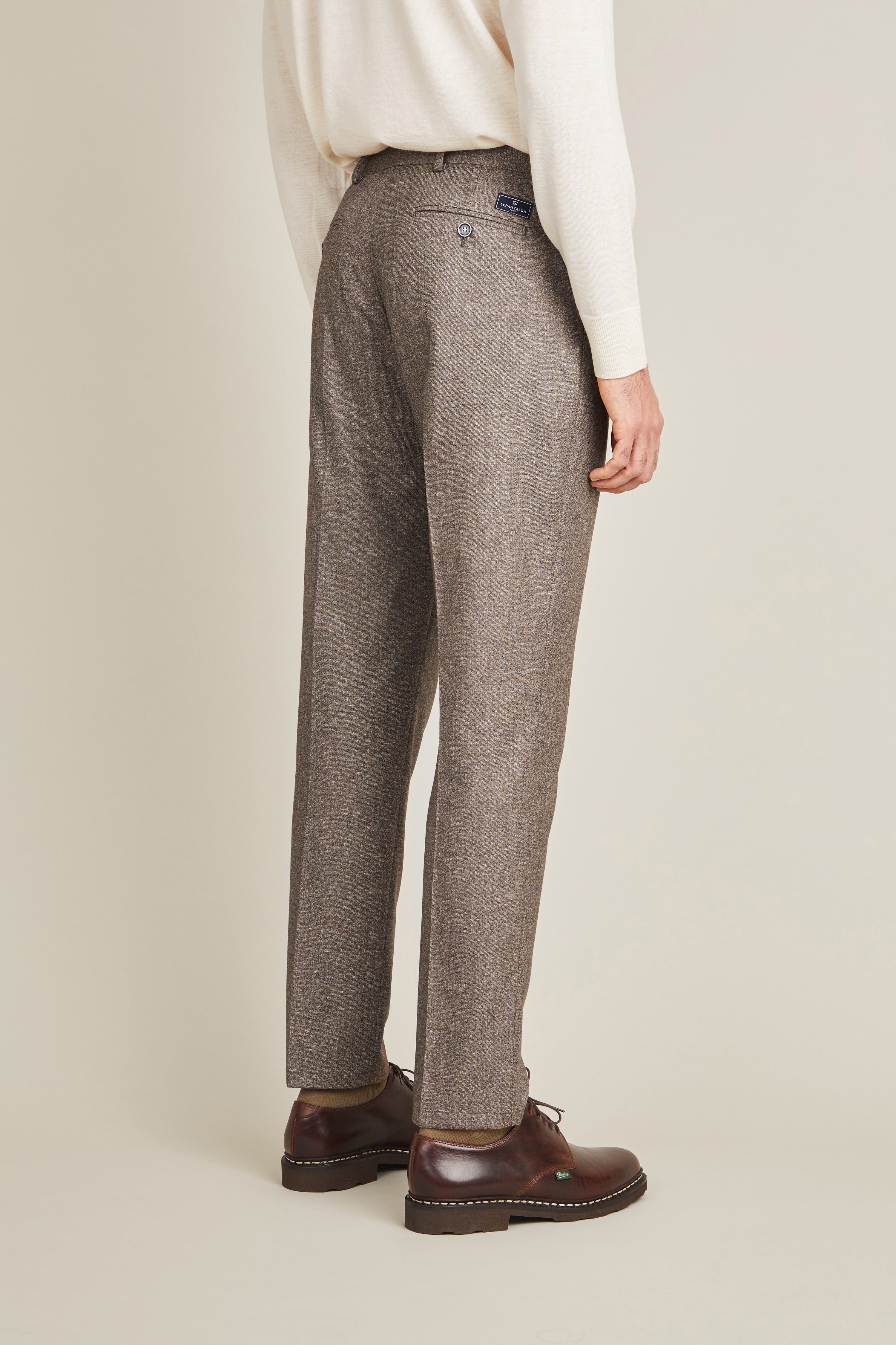 le-pantalon-fm-lpfp-2-pantalon-pinces-marron-flanelle-laine image 4